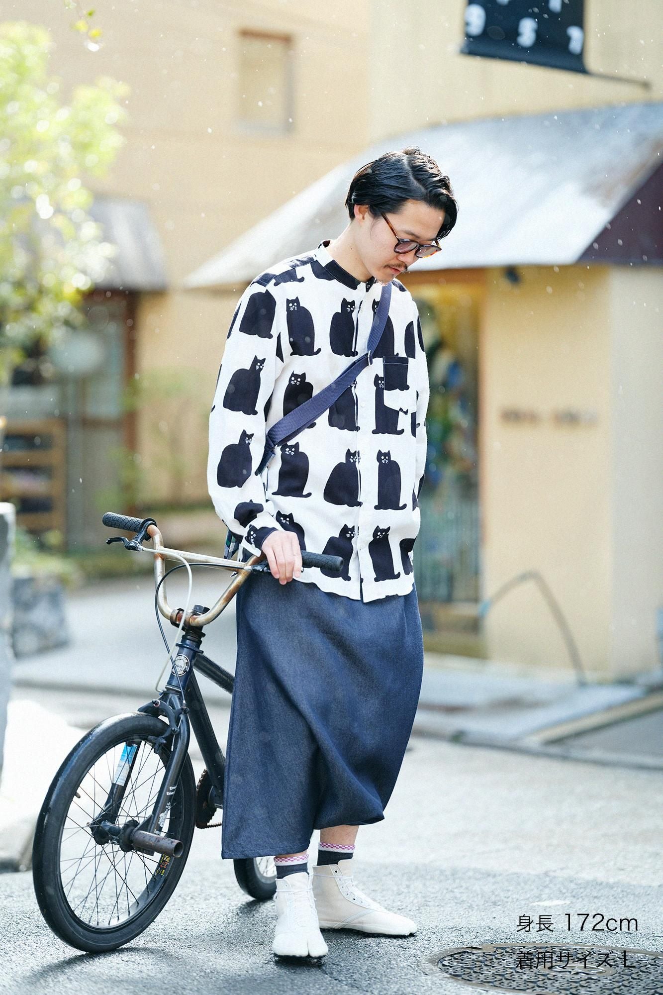 高島縮 20/20 スタンドカラーシャツ／きまぐれ