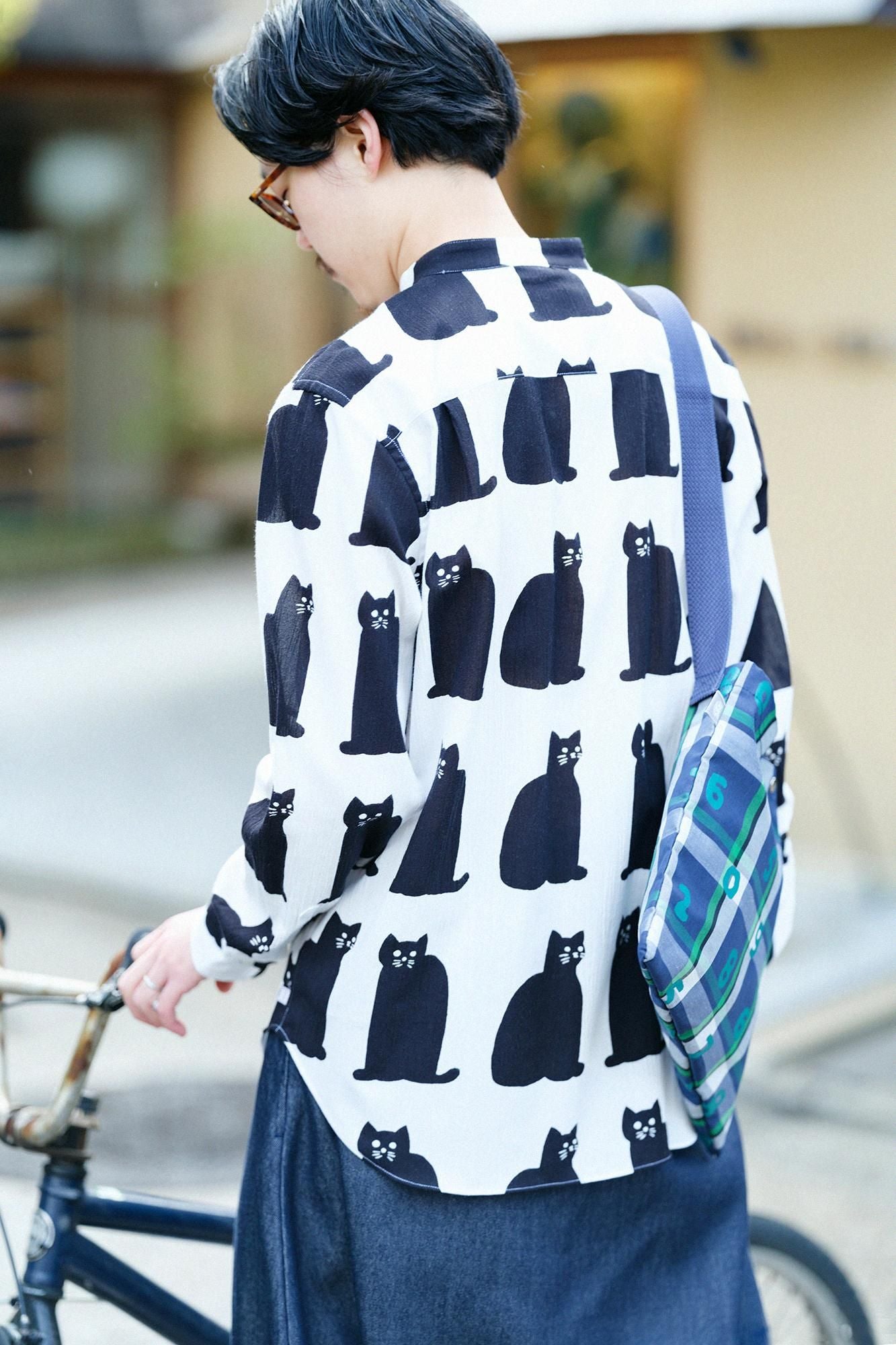 高島縮 20/20 スタンドカラーシャツ／きまぐれ