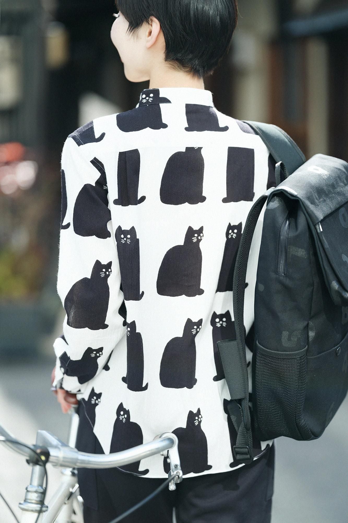 高島縮 20/20 スタンドカラーシャツ／きまぐれ