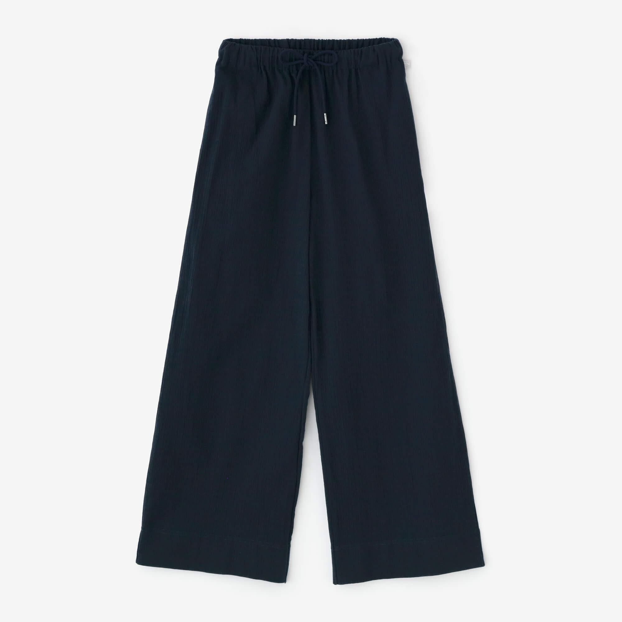 浮き　② 高島縮 20/10 ピケエンボス ワイドパンツ／貴族鼠（きぞくねず）