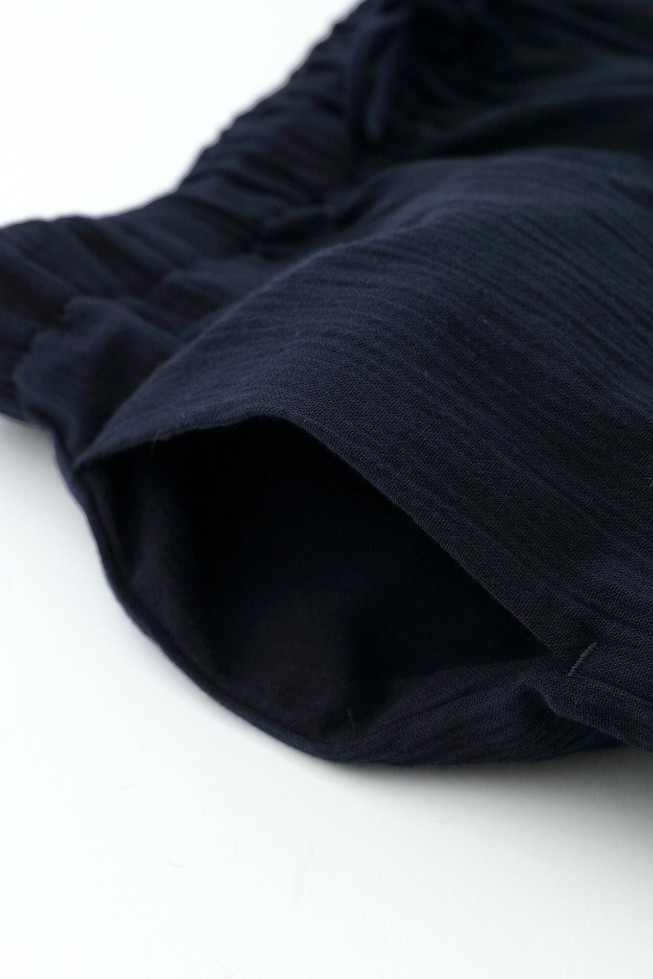 高島縮棉 20/20 闊腿褲／藍黑色