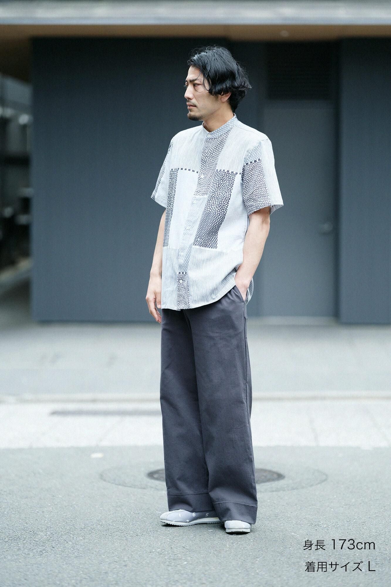 高島縮 20/20 ワイドパンツ／濃鉛（こいなまり）