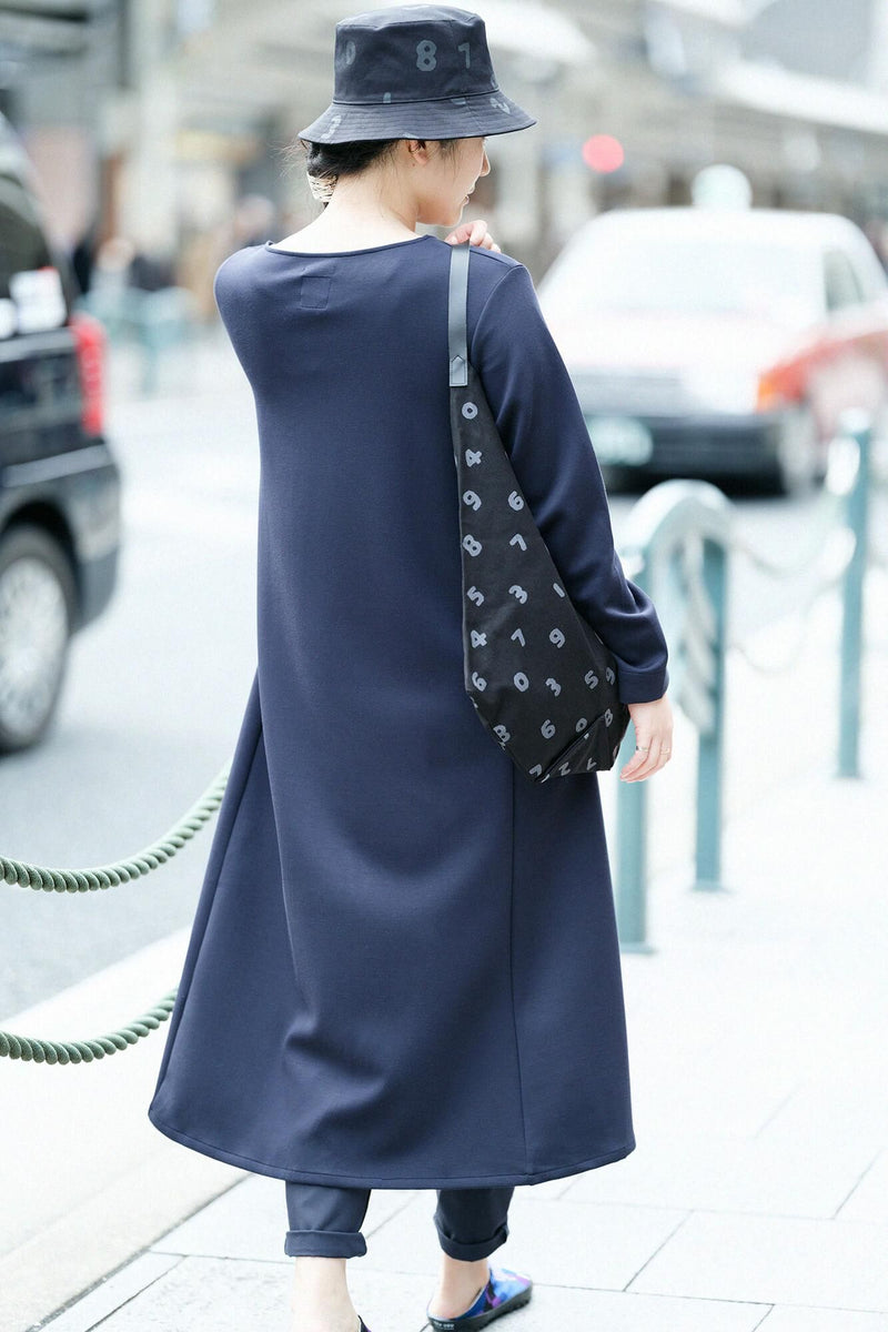 ダンボールニット L/Sワンピース ミモレ丈