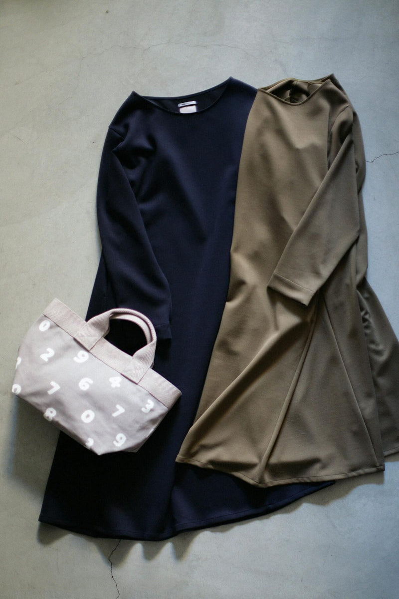 ダンボールニット L/Sワンピース ミモレ丈