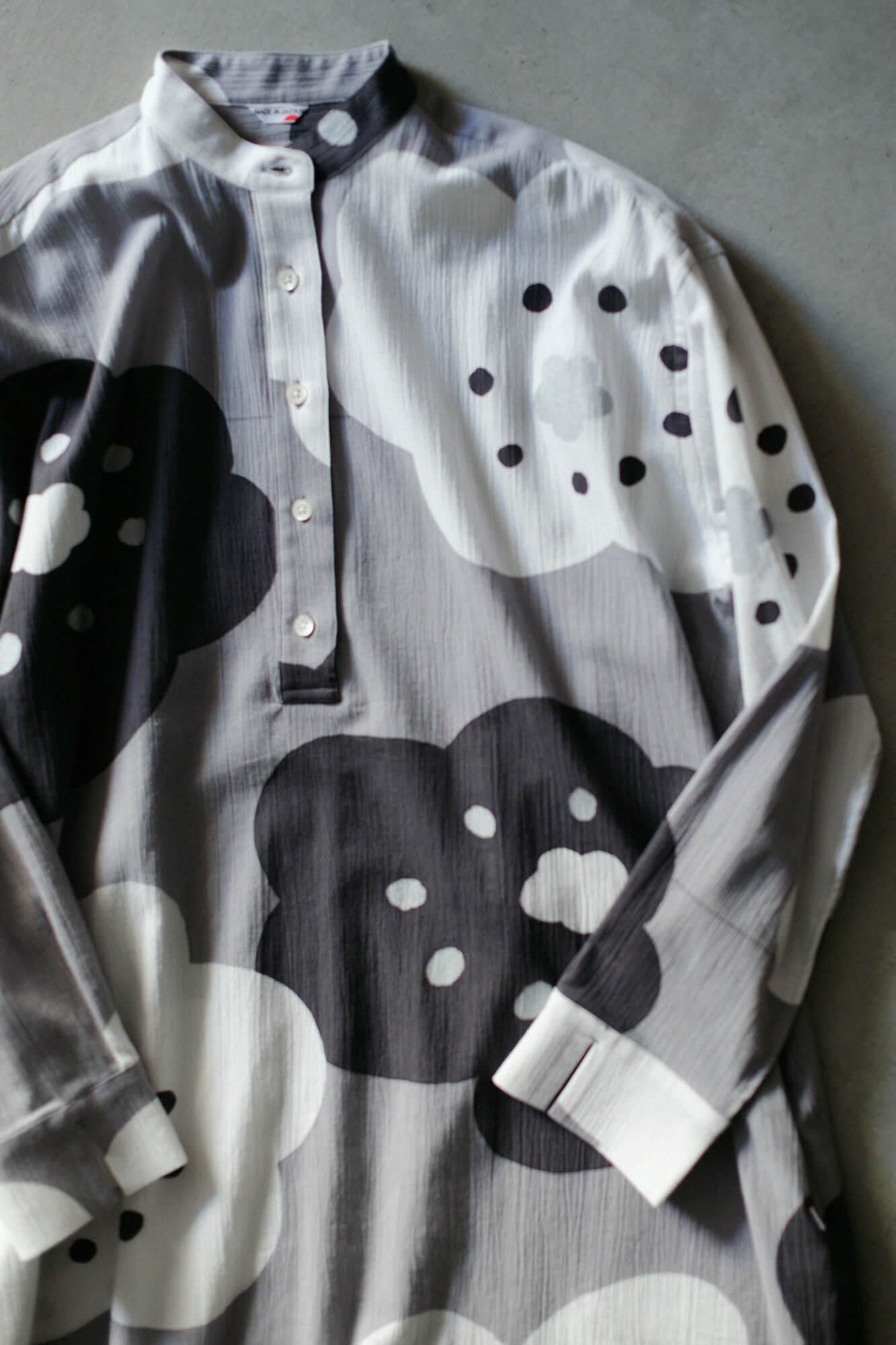 ソウソウ SOU・SOU 高島縮 ワンピース チュニック ロゴボタン 高島縮 20/20 グランチュニック半袖シャツ／留紺（とめこん）