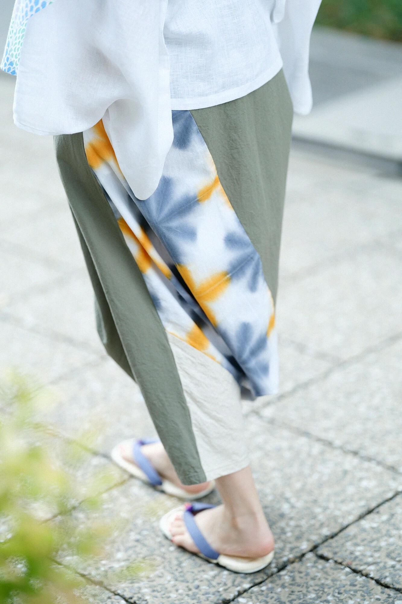 たばた絞り 伊勢木綿 20/20 麻混 富士（ふじ）／雪花（せっか