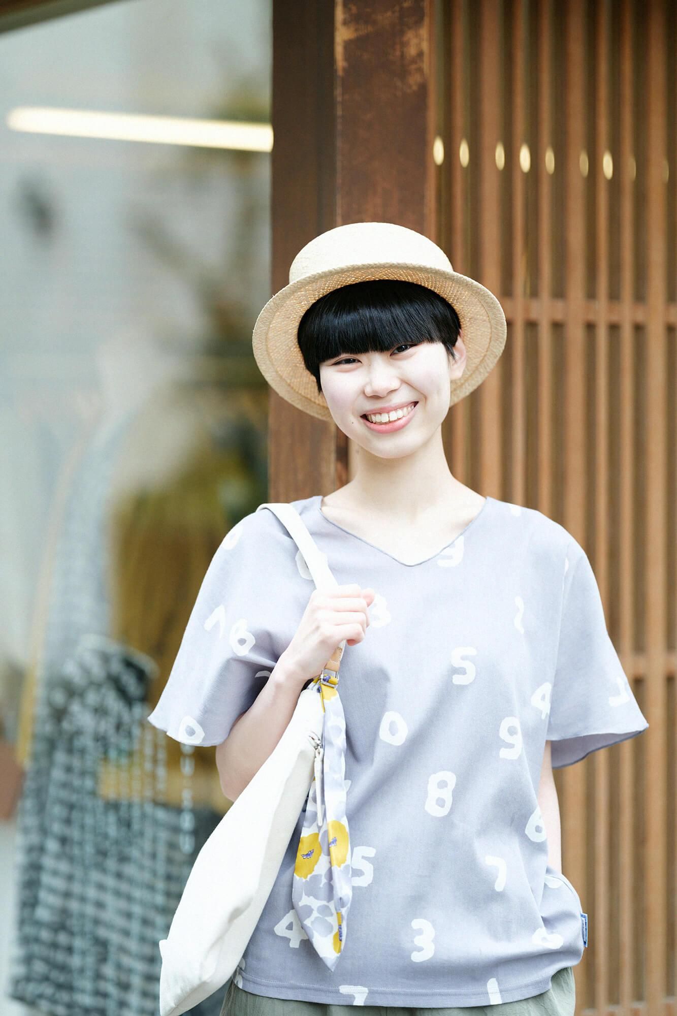 Chizimi Cotton 40/40 Cap Sleeve Top / SO-SU-U Light Ink Grey