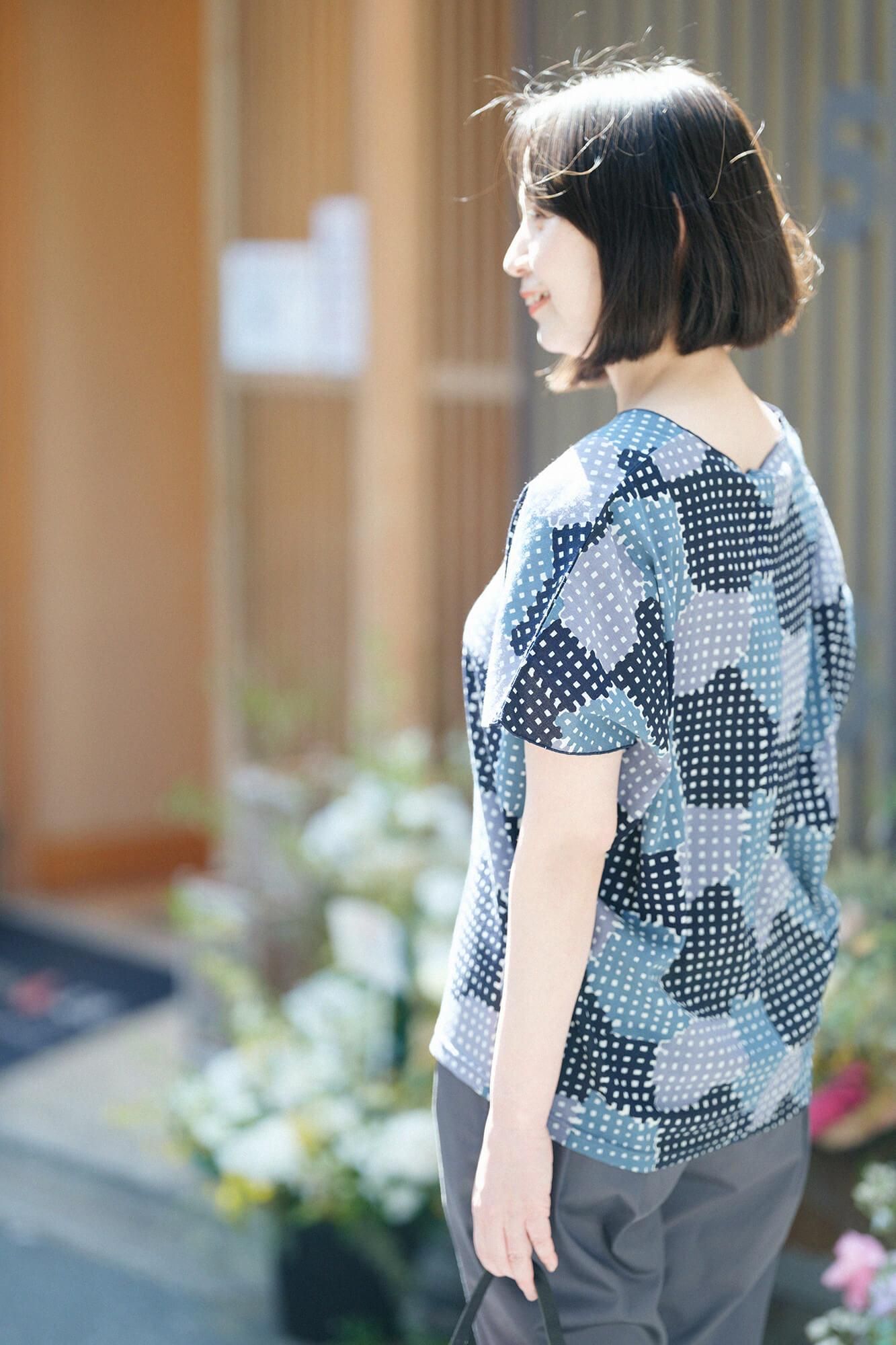 高島縮棉 40/40 短袖上衣/聚集