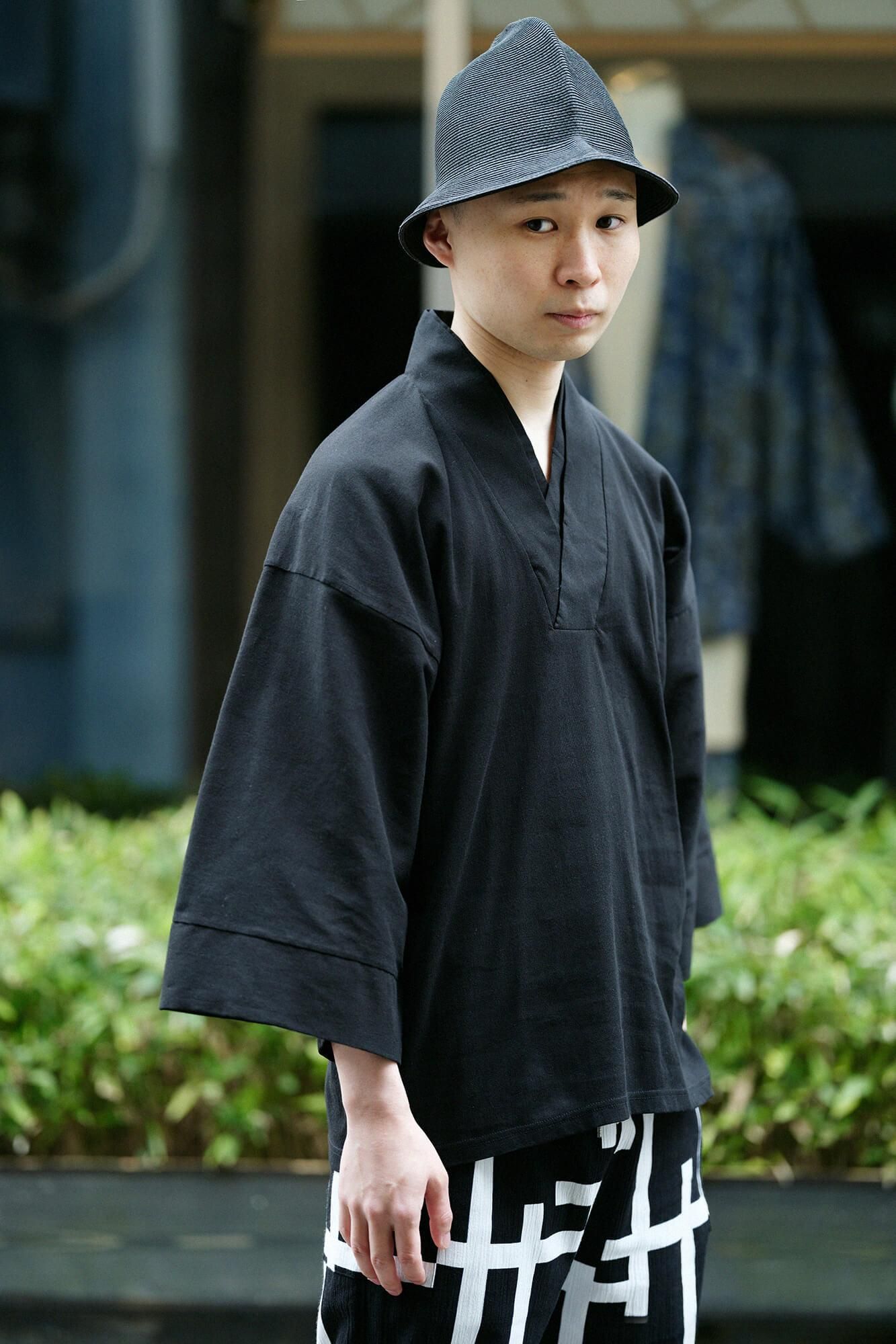 net限定】高島縮 40/40 半衿風靡（はんえりふうび）／濡羽色（