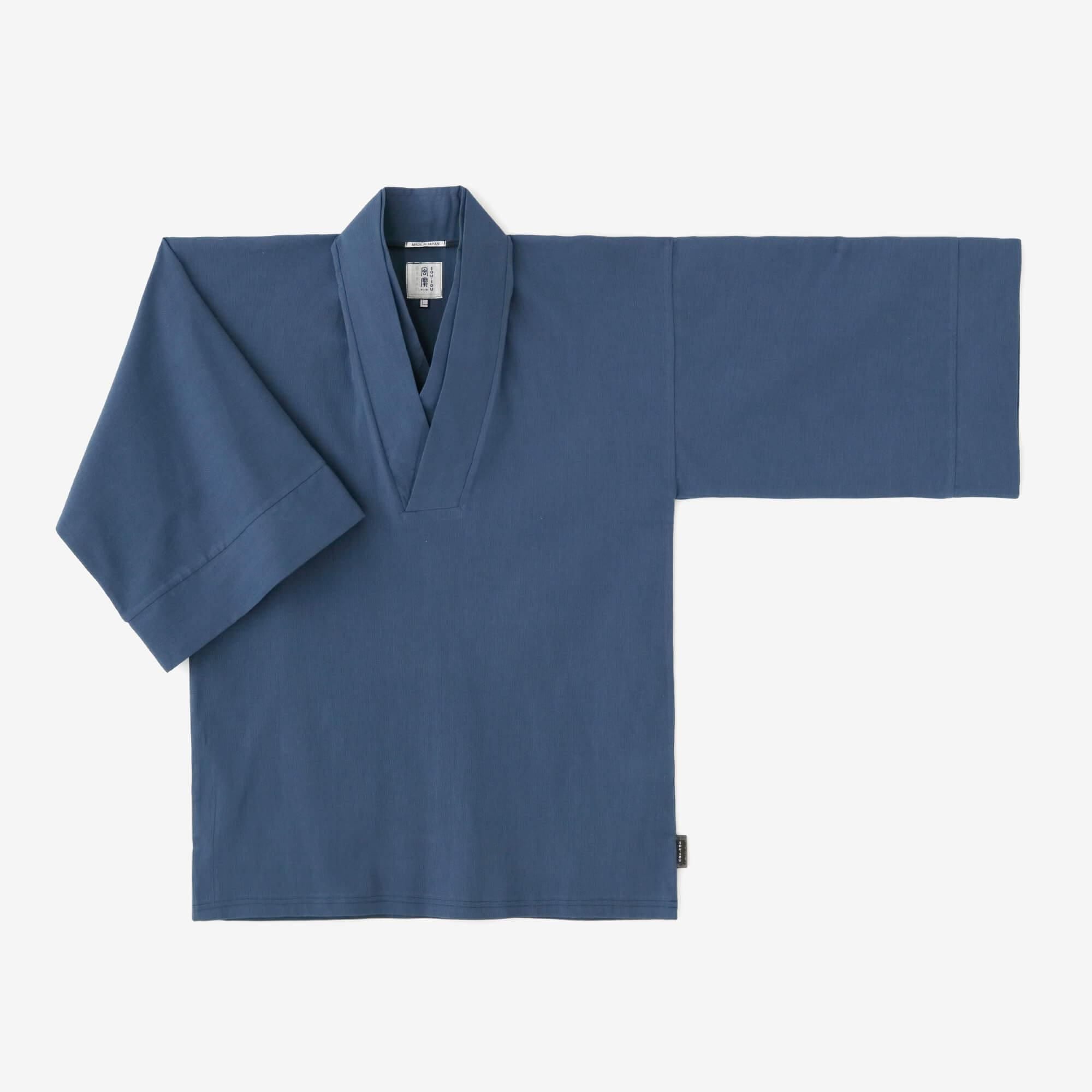 Chizimi Cotton 40/40 Fubi Double Collar Shirt / Greyish Blue