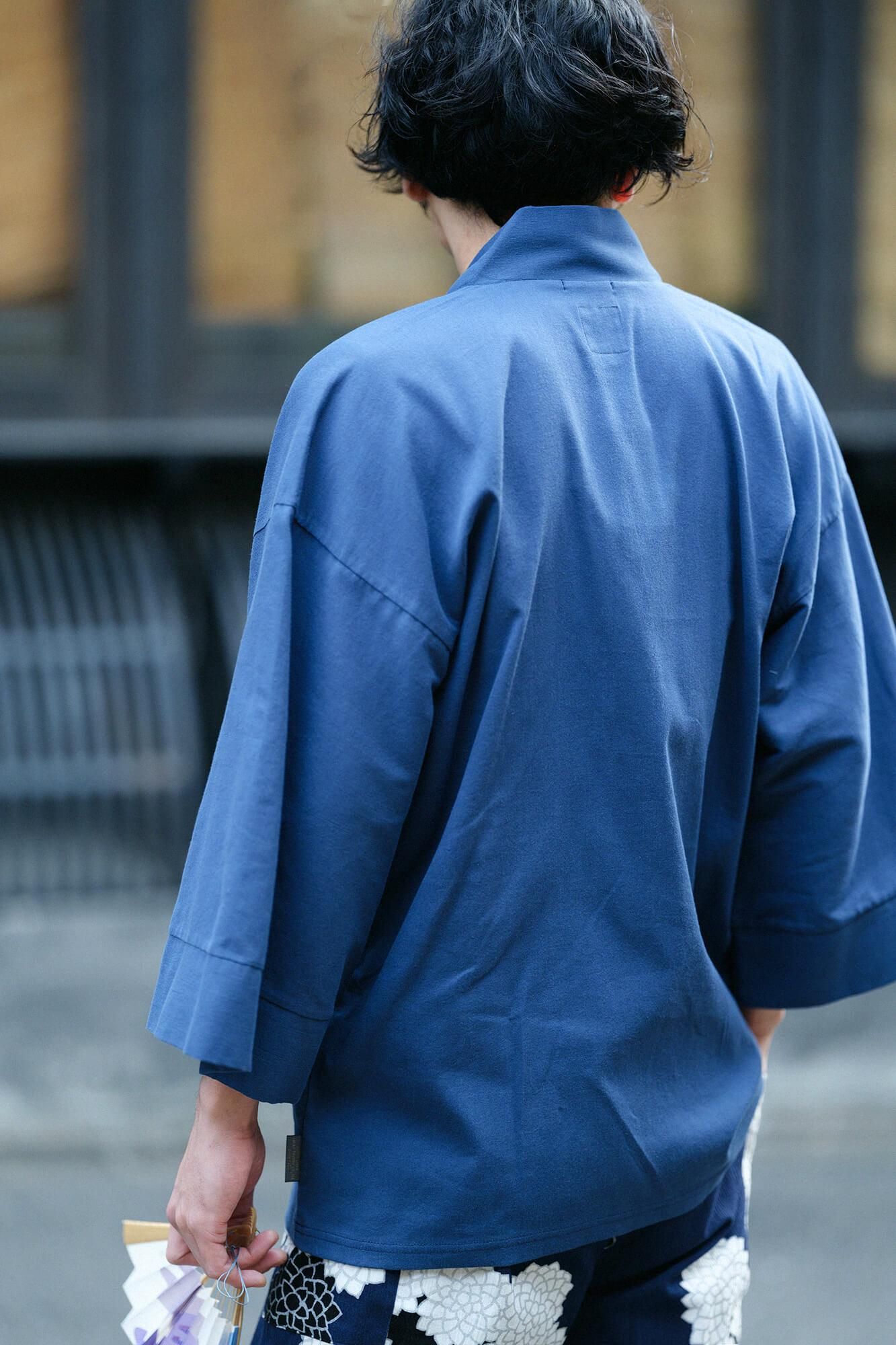 高島縮棉 40/40半衿風靡/灰藍色