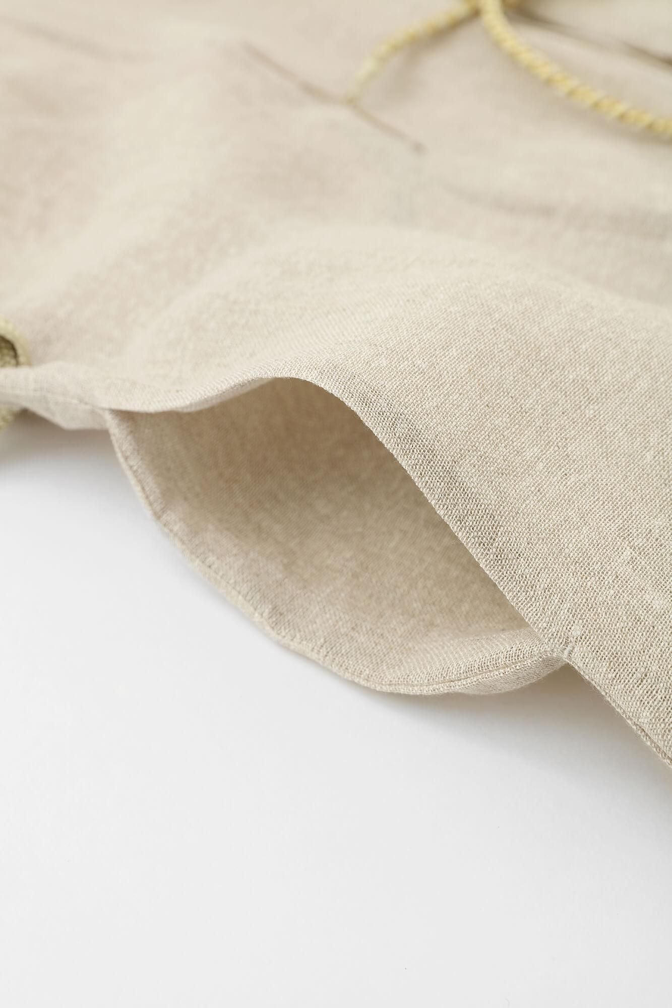 Linen Linen-washi Blended Jinbaori Shoulder Tuck Long / Raw White
