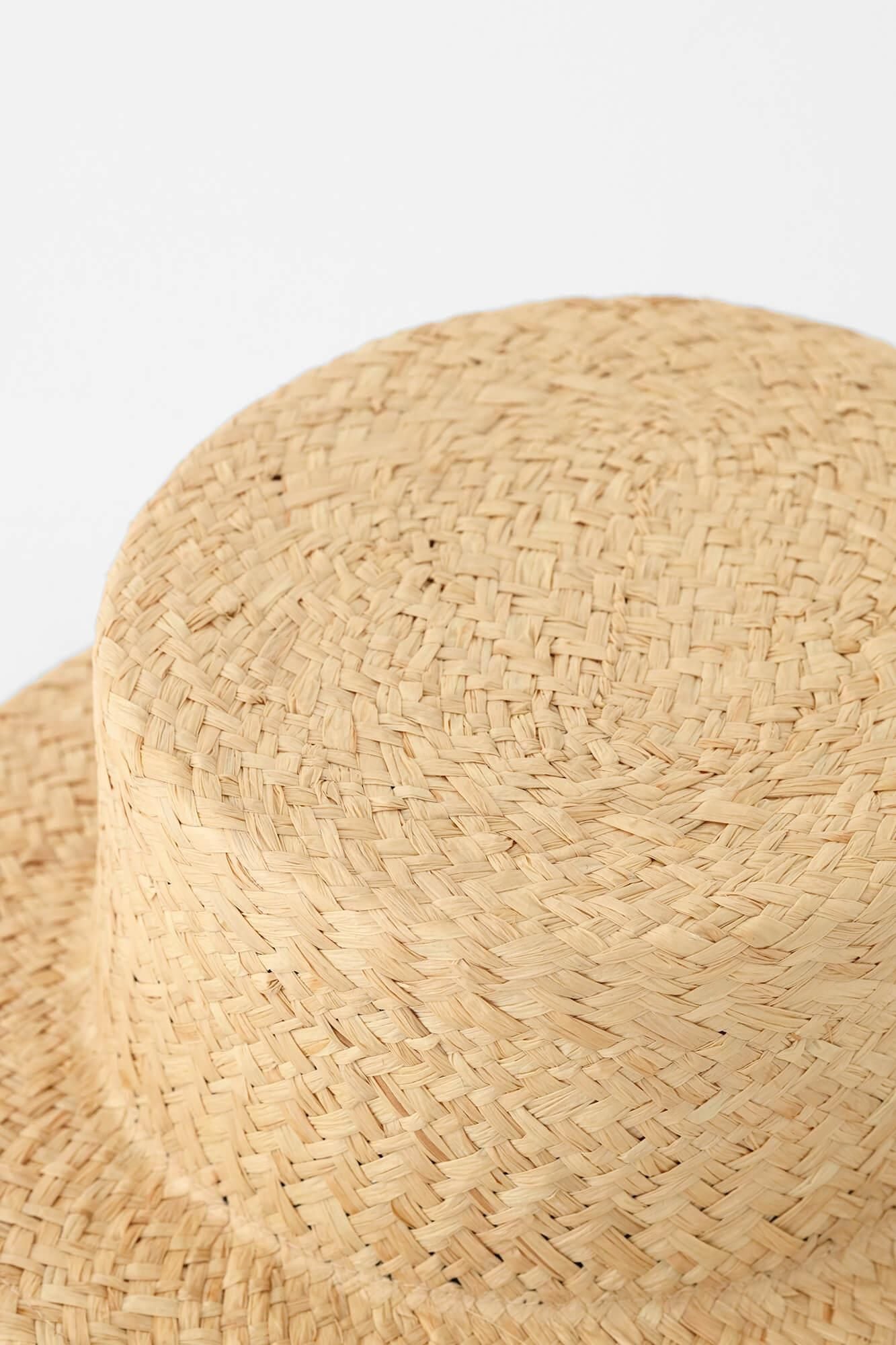 Raffia_Ajiroami (Ajiroami) 平顶帽/白色