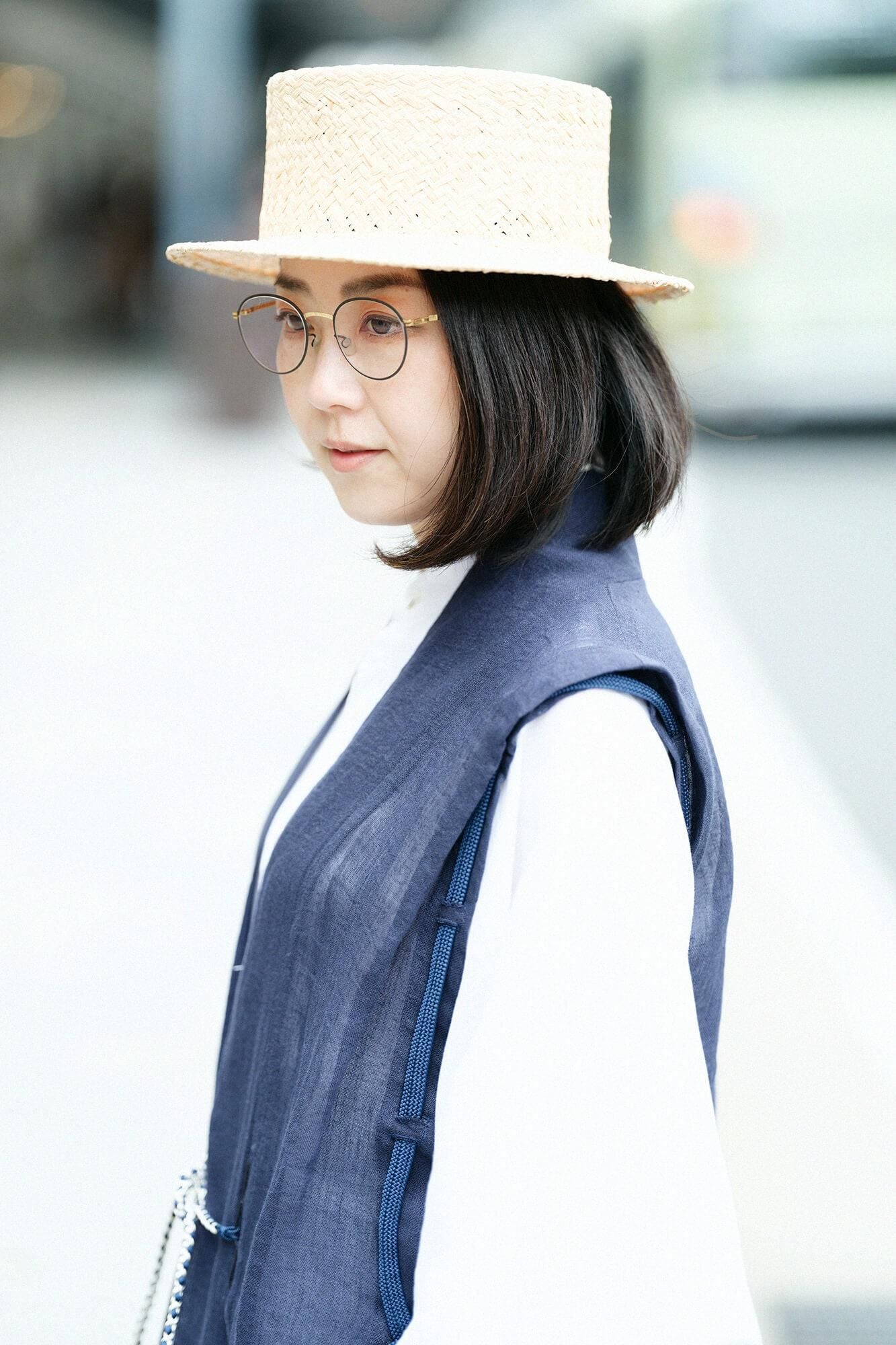 Raffia_Ajiroami (Ajiroami) 平顶帽/白色