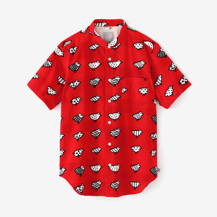 【net limited】Chizimi Cotton 20/20 Stand Collar Short Sleeve Shirt / Trotting