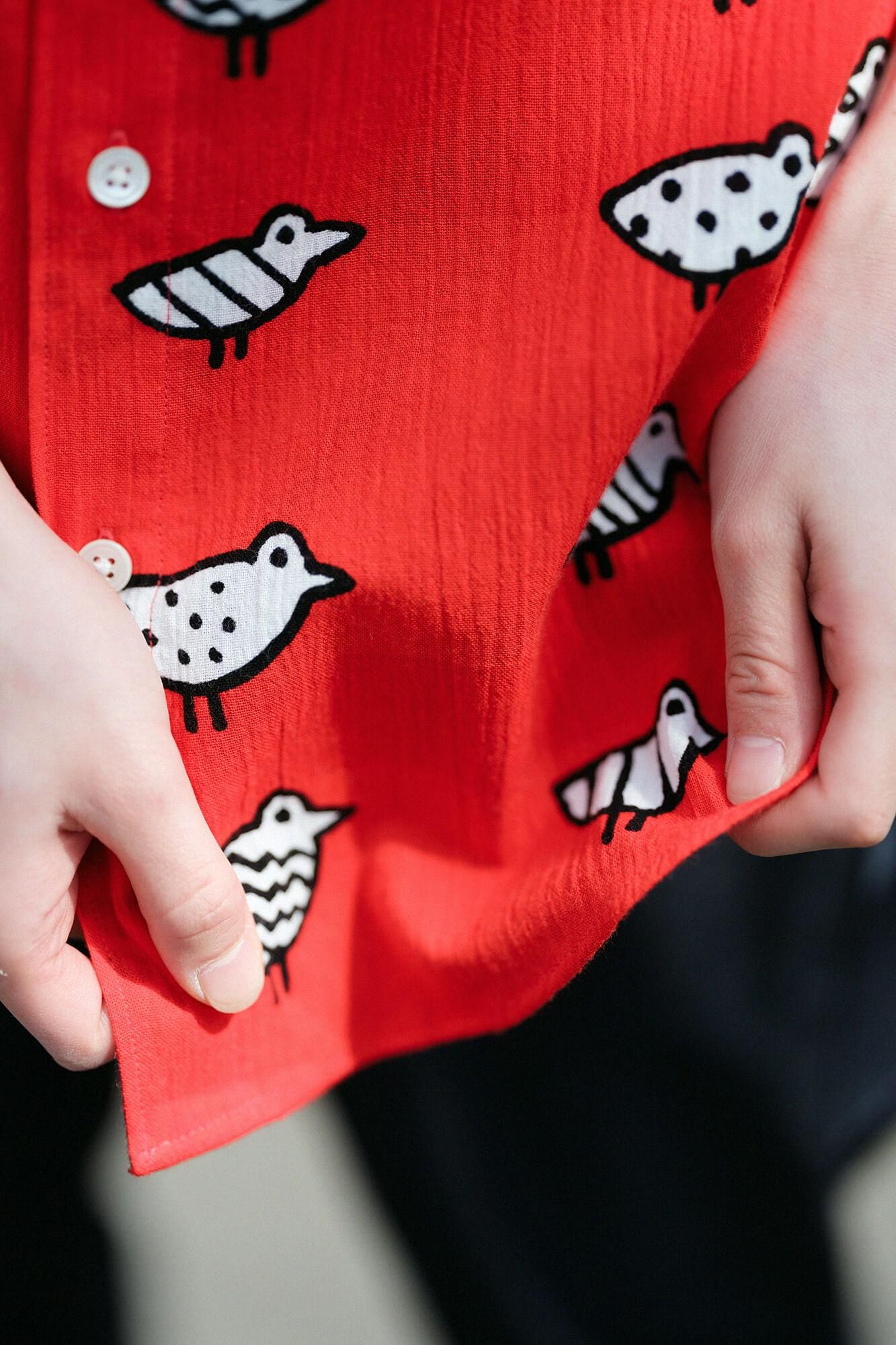 高島縮 20/20 スタンドカラー半袖シャツ／とことこ