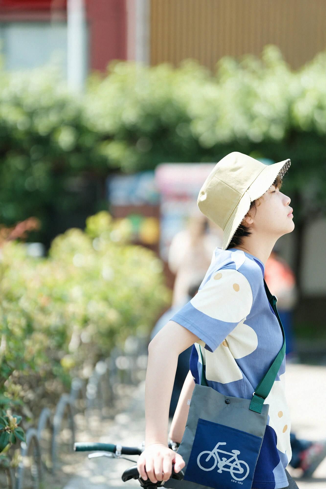 高島縮 40/40 半袖Tシャツ／ほほえみ 薄花色（うすはないろ）