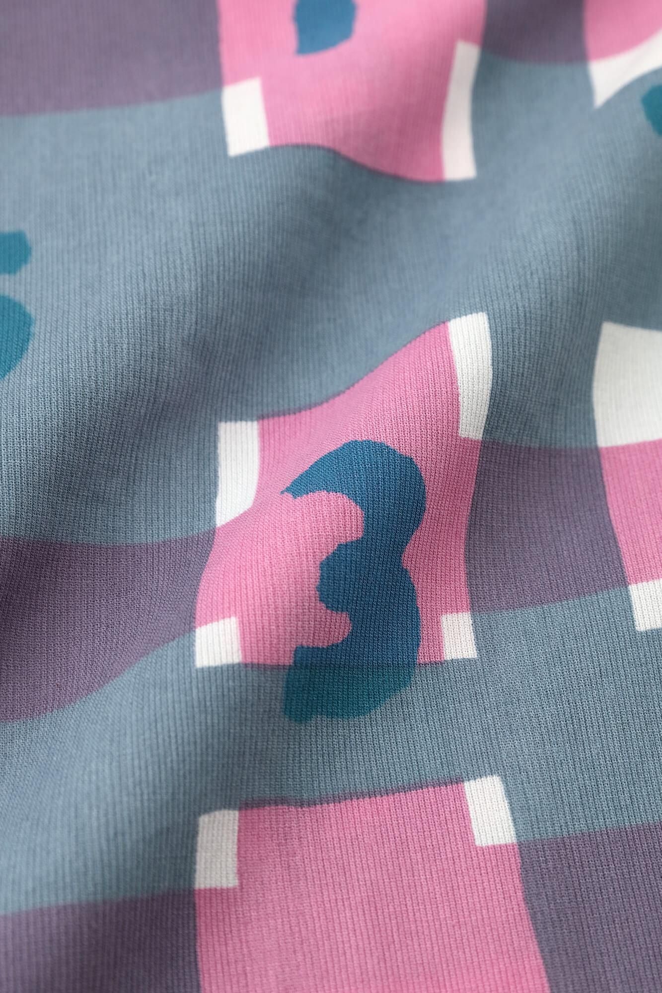 Chizimi Cotton 40/40 Short Sleeve T-shirt / SO-SU-U and Random Lattice Pink