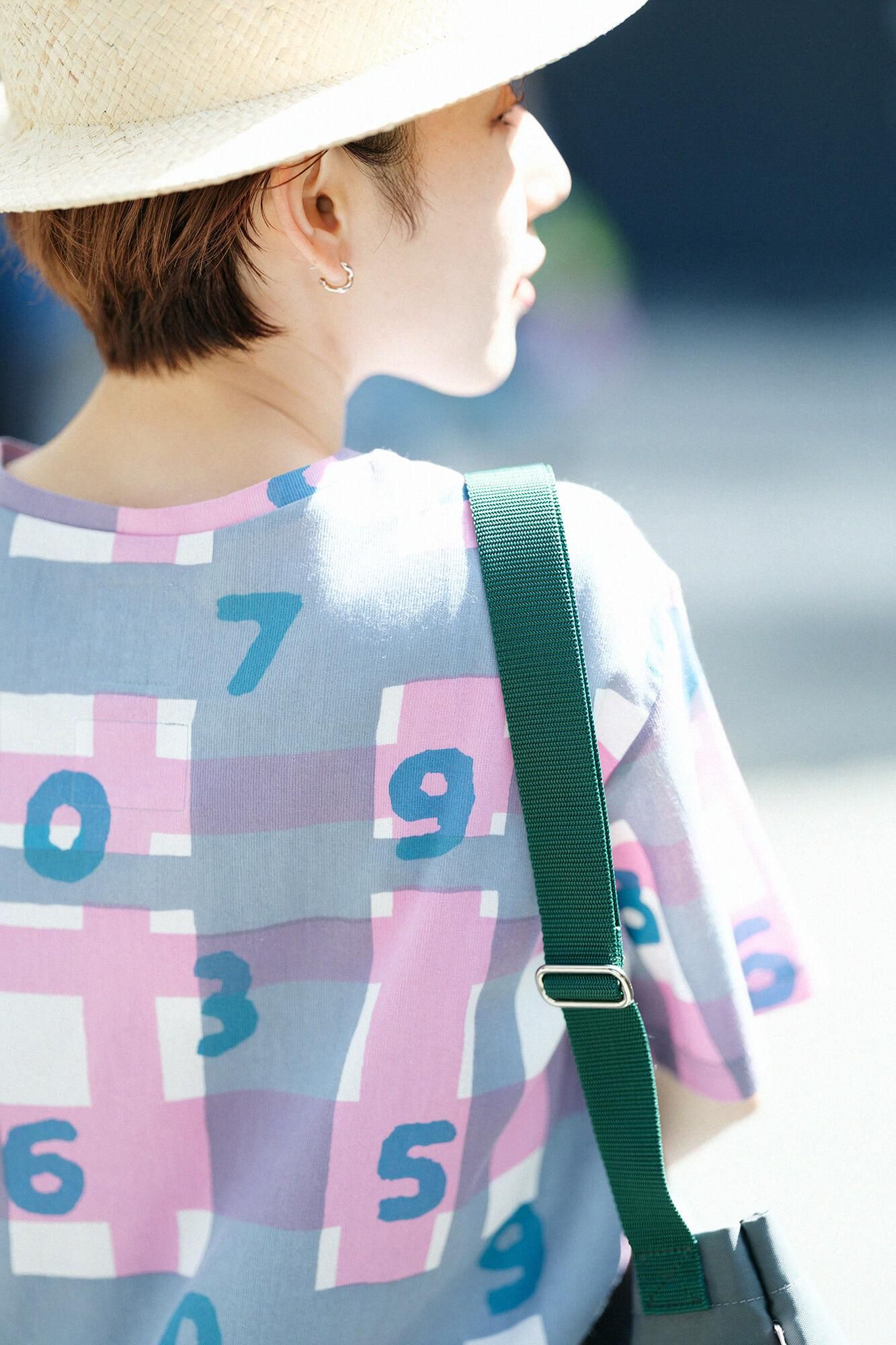 Chizimi Cotton 40/40 Short Sleeve T-shirt / SO-SU-U and Random Lattice Pink