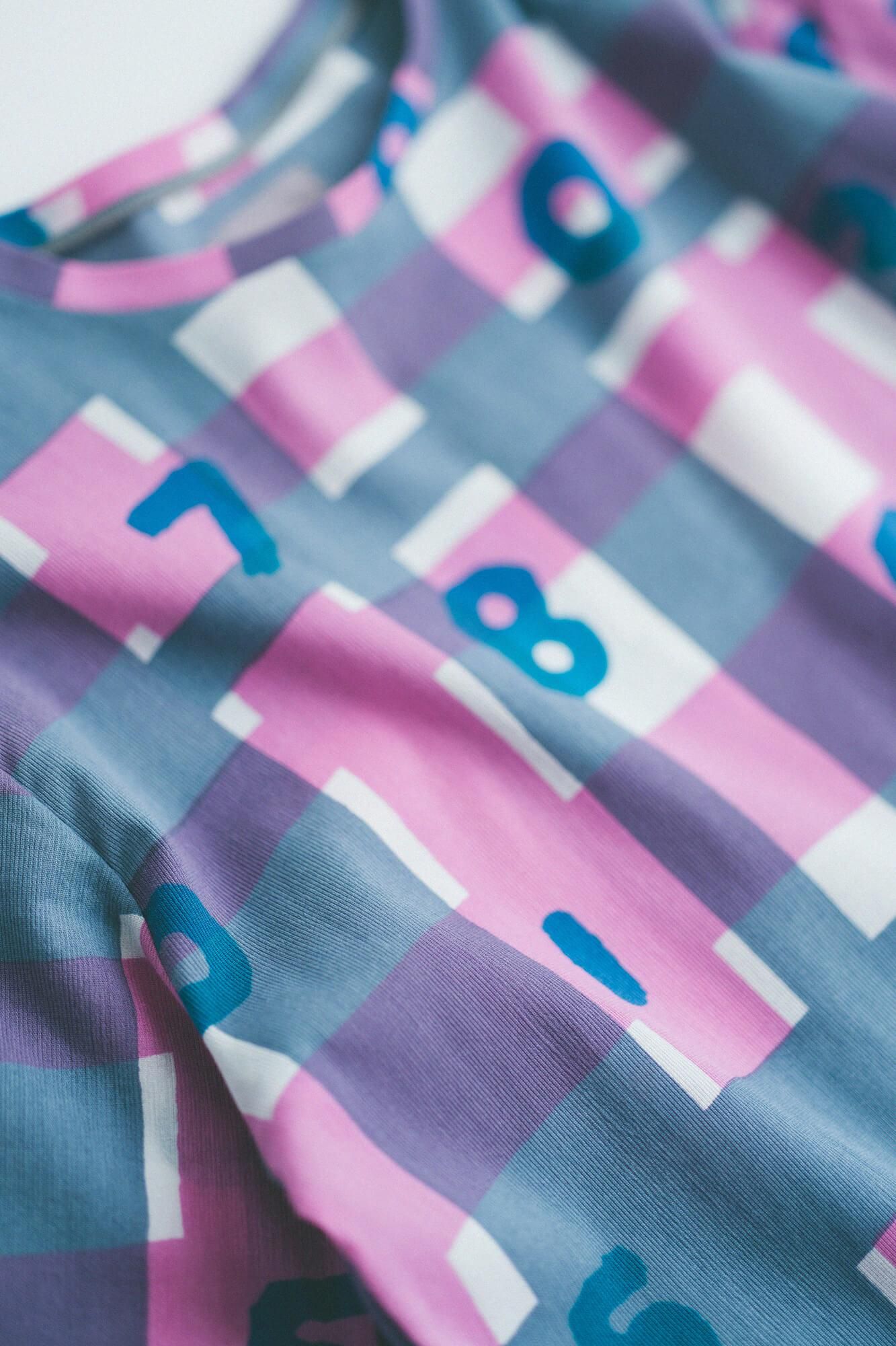 Chizimi Cotton 40/40 Short Sleeve T-shirt / SO-SU-U and Random Lattice Pink