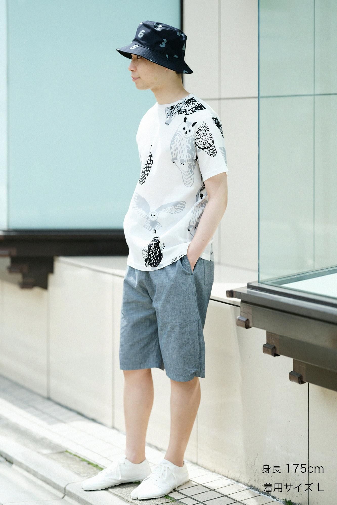 高島縮棉 40/40 短袖T-shirt／貓頭鷹