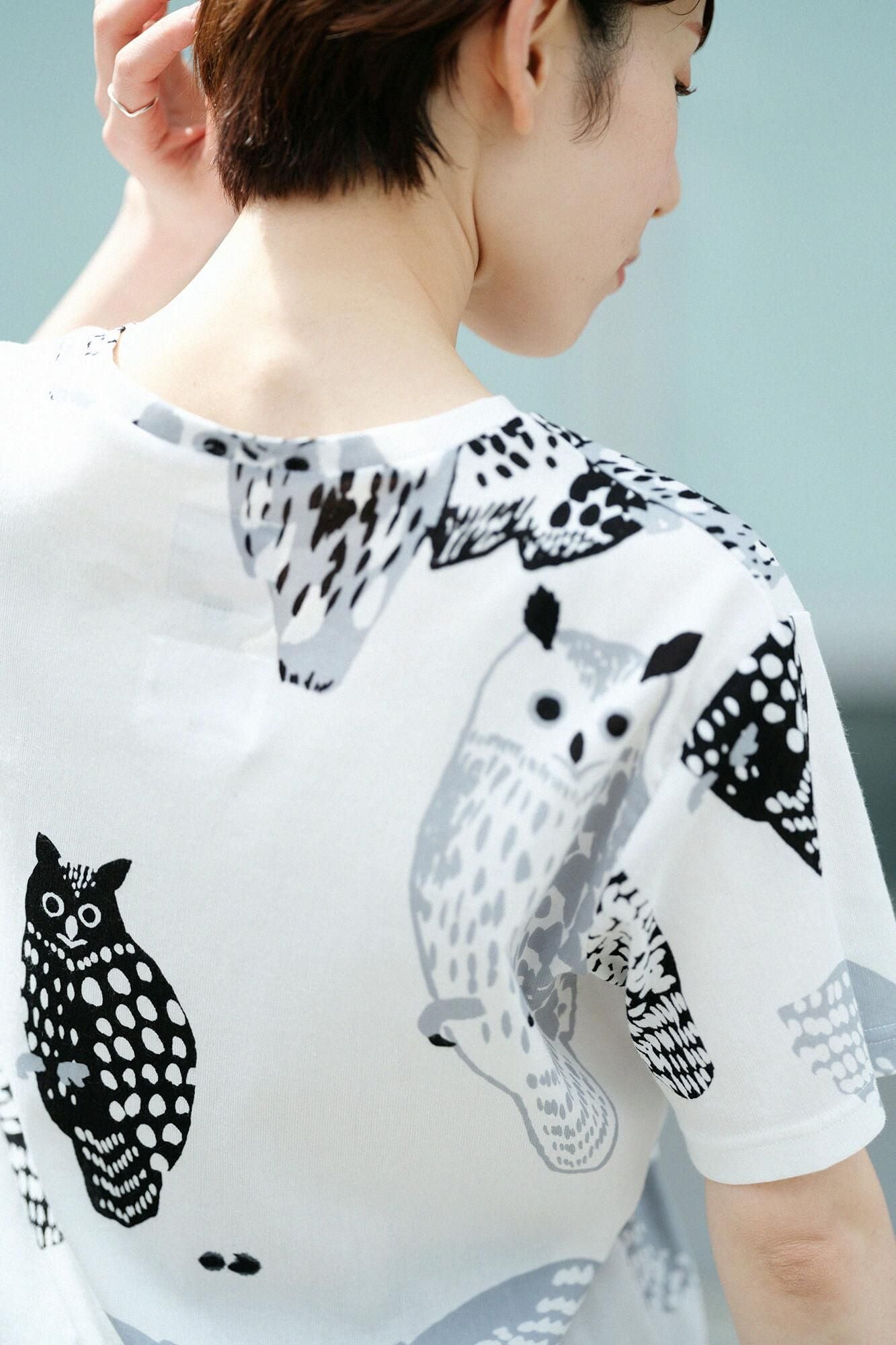 高島縮棉 40/40 短袖T-shirt／貓頭鷹