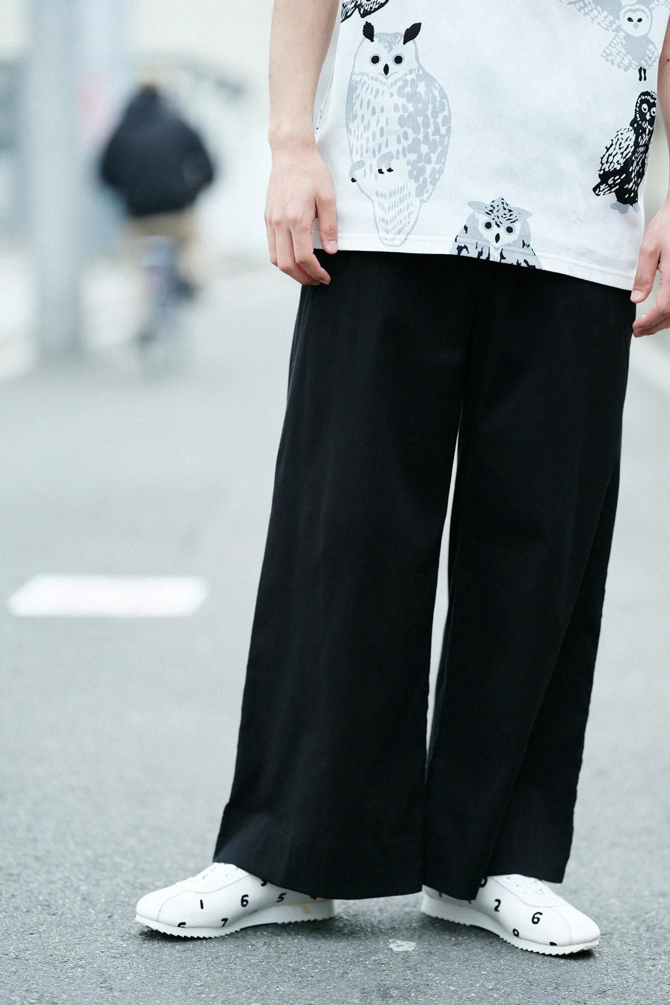 高島縮棉 40/40闊腿褲2.0/黑色