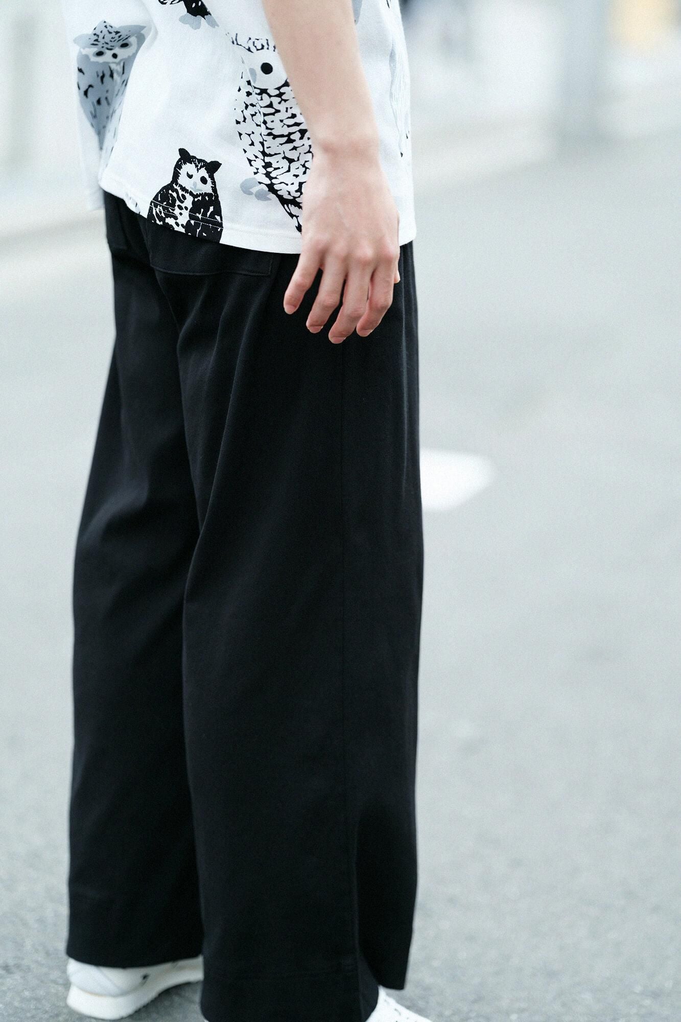 高島縮棉 40/40闊腿褲2.0/黑色