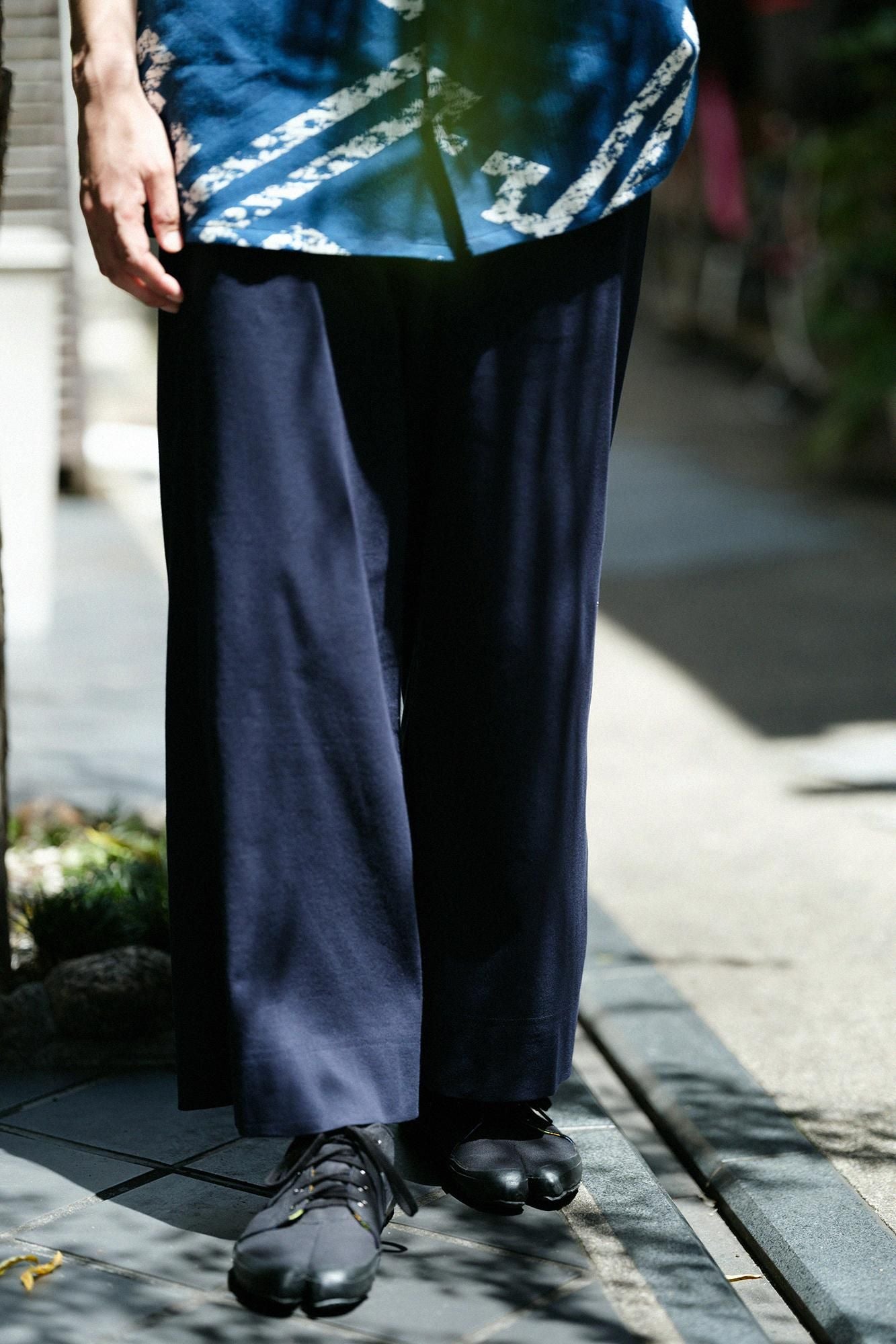 高島縮棉 40/40闊腿褲2.0/藍黑色