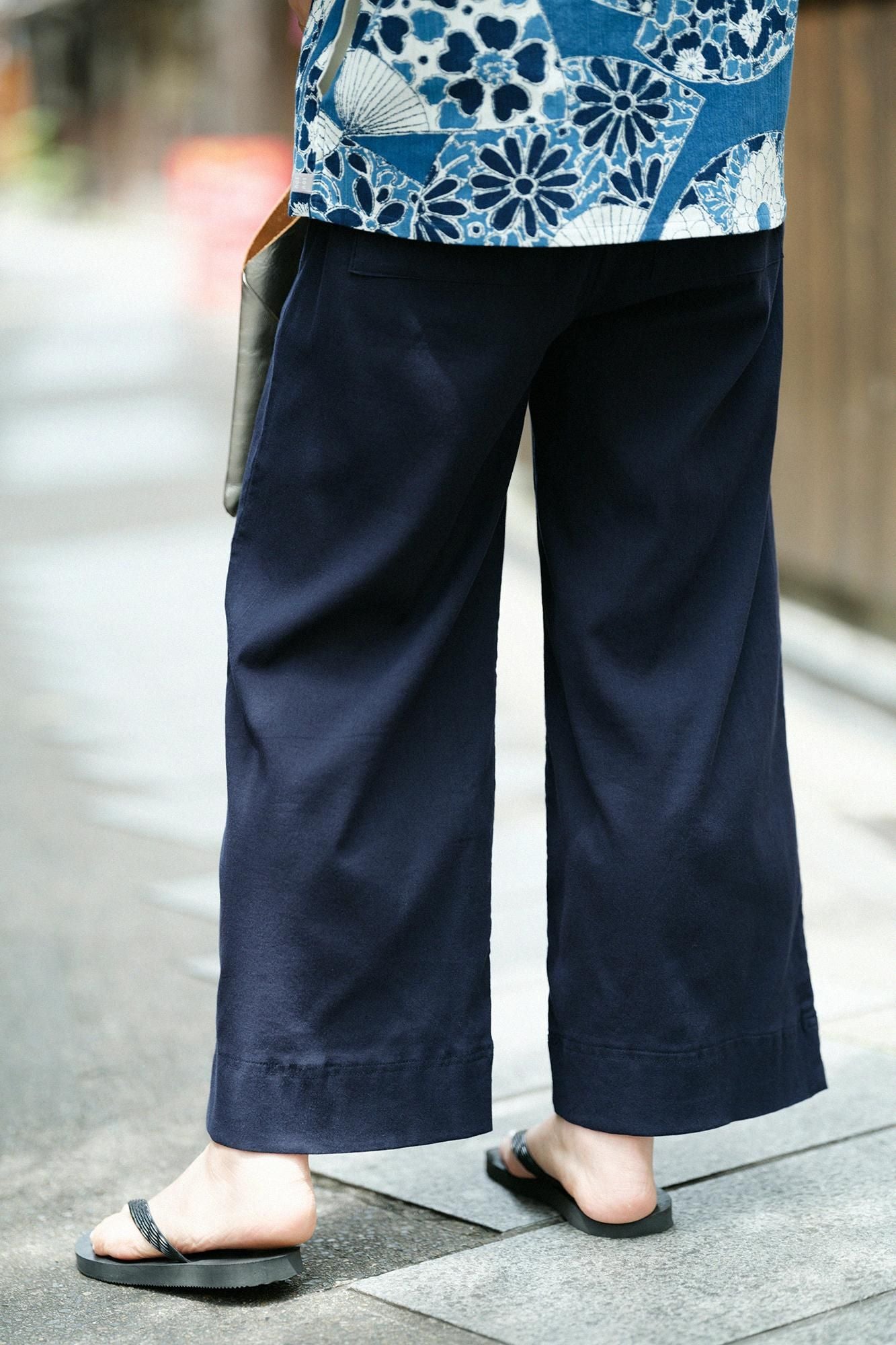 高島縮棉 40/40闊腿褲2.0/藍黑色