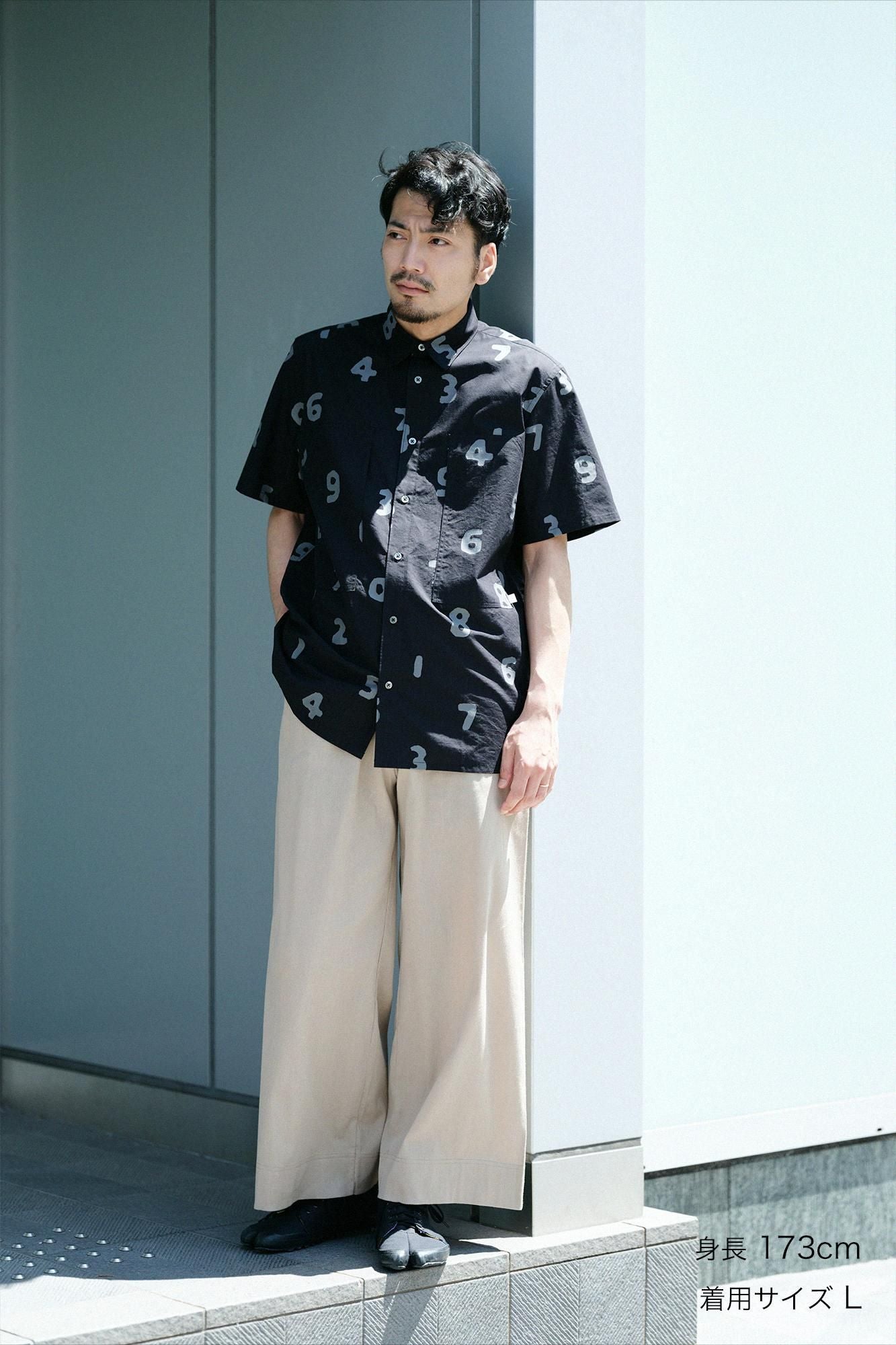 高島縮 40/40 ワイドパンツ 2.0／白橡（しろつるばみ）