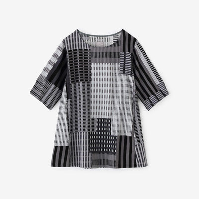 Chizimi Cotton 20/20 Elbow Length Sleeve Tunic / Skyscraper