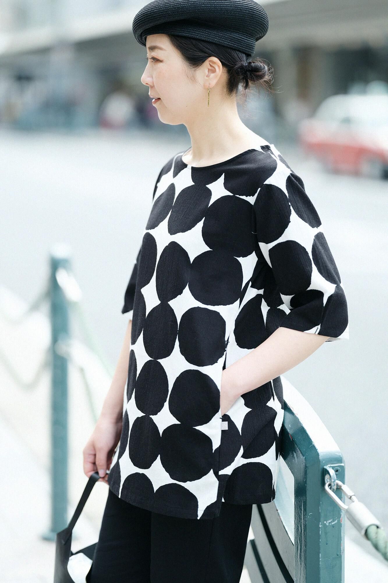 Chizimi Cotton 20/20 Elbow Length Sleeve Tunic / Marbles