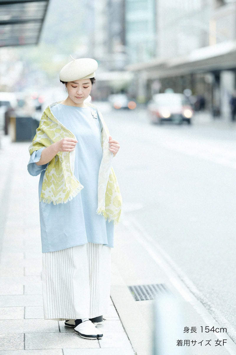 平袖 ボートネックチュニック