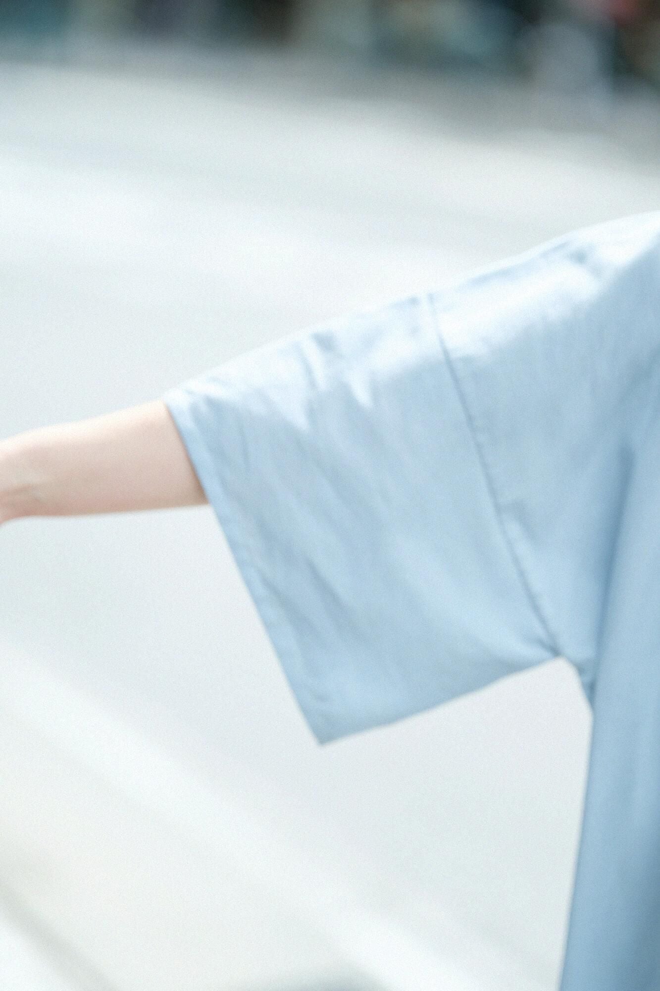 takashima chiku 40/40扁平袖船脖子上衣/轻质塞拉登