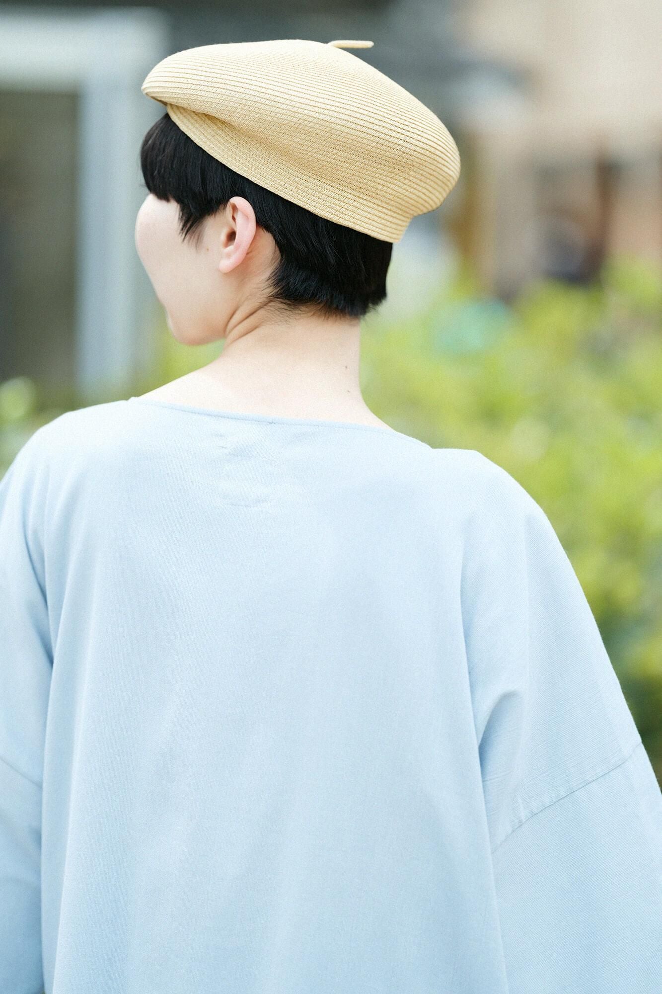 타카시마치지미 40/40 히라소데 보트넥 원피스/ Light Celadon (Ususeiji)