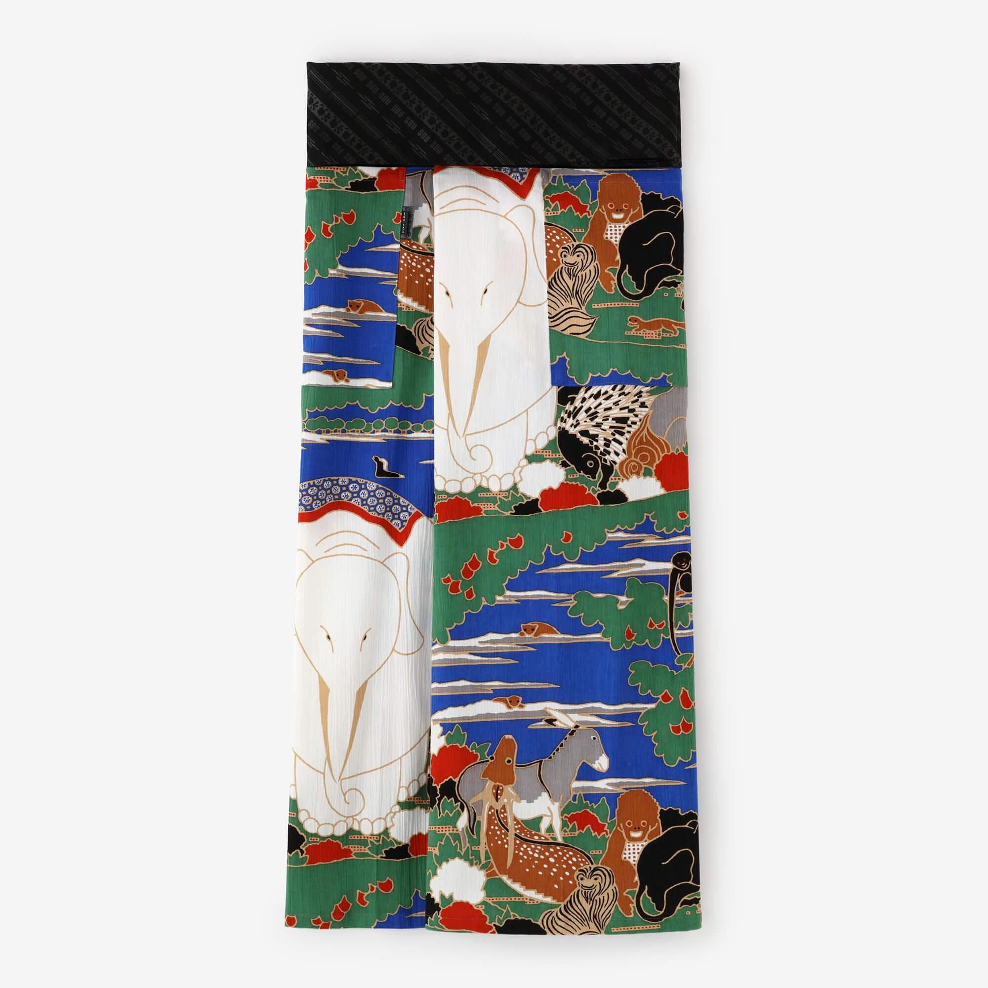 Chizimi Cotton 20/20 Fubi Kimono Pants / Jakuchu, Birds and Animals in the Flower Garden-Recreation