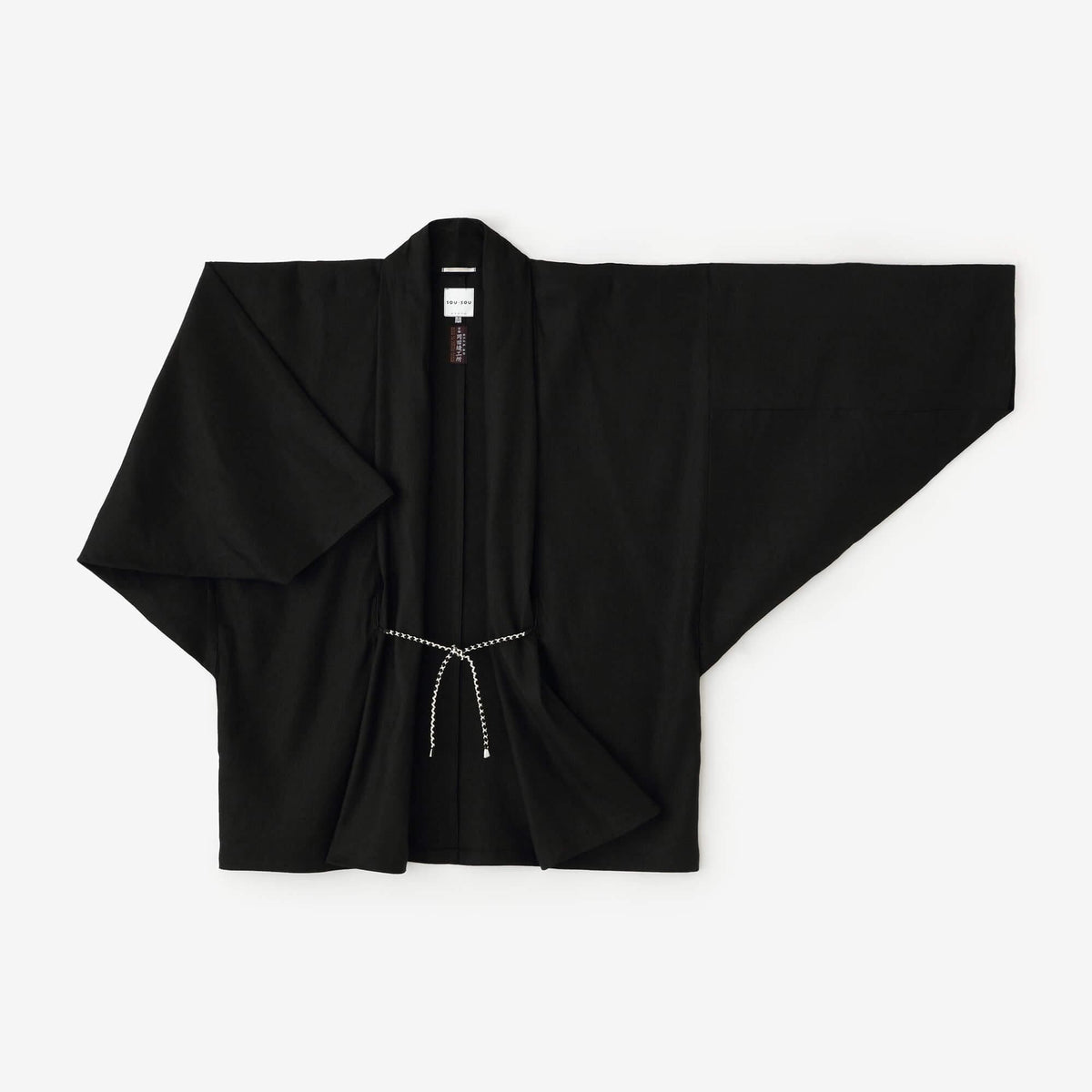 SOU•SOU　麻 ストレッチ もじり袖 短衣 単ひとえ ブラック　M 174549171_1200x1200_crop_cente