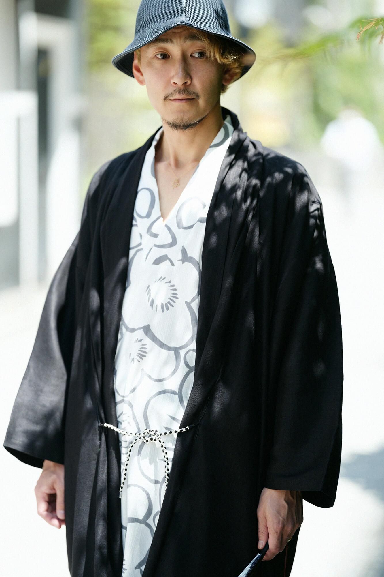 亚麻，伸展牛仔布，莫吉里袖子，短衣服，单（hithoe）/湿羽毛（螺母）