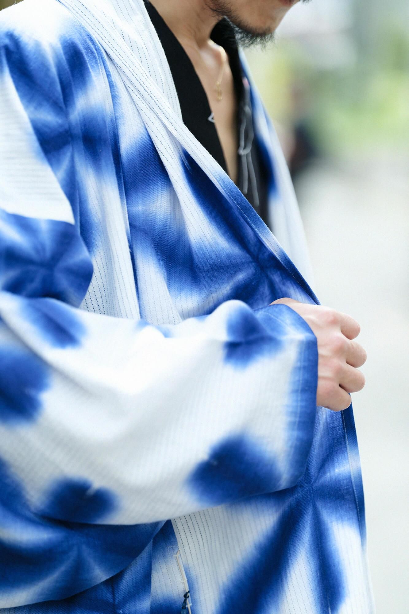 新品未使用♡sou・sou着衣たばた絞り　綿麻　小袖寛衣女Ｍ たばた絞り 綿麻 もじり袖 短衣（たんい） 単（ひとえ）／雪花