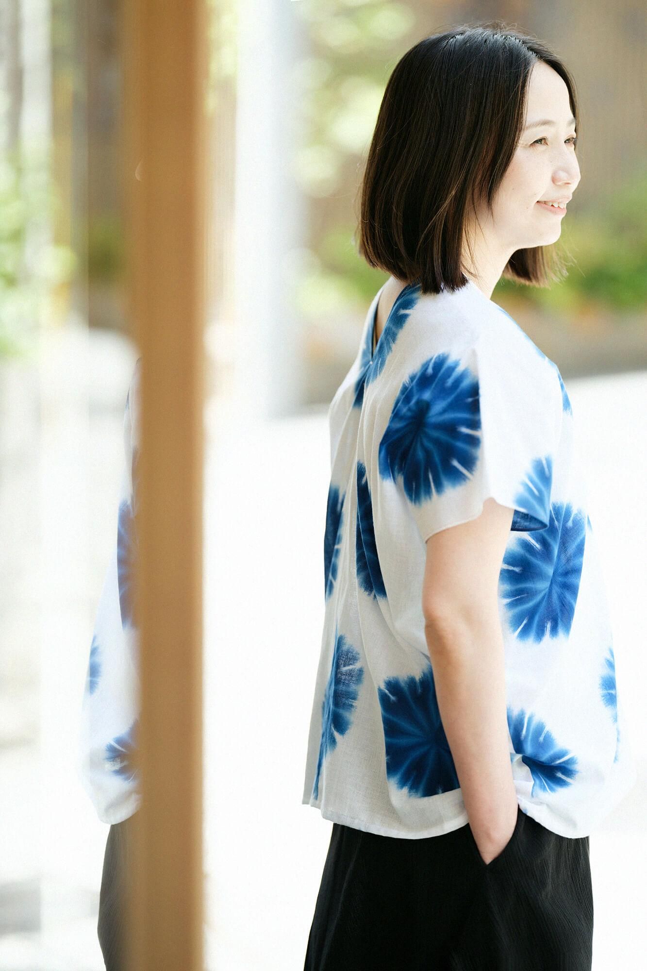 伊勢木棉 有松鳴海紮染 文 方形上衣拼接／張正麻葉 2