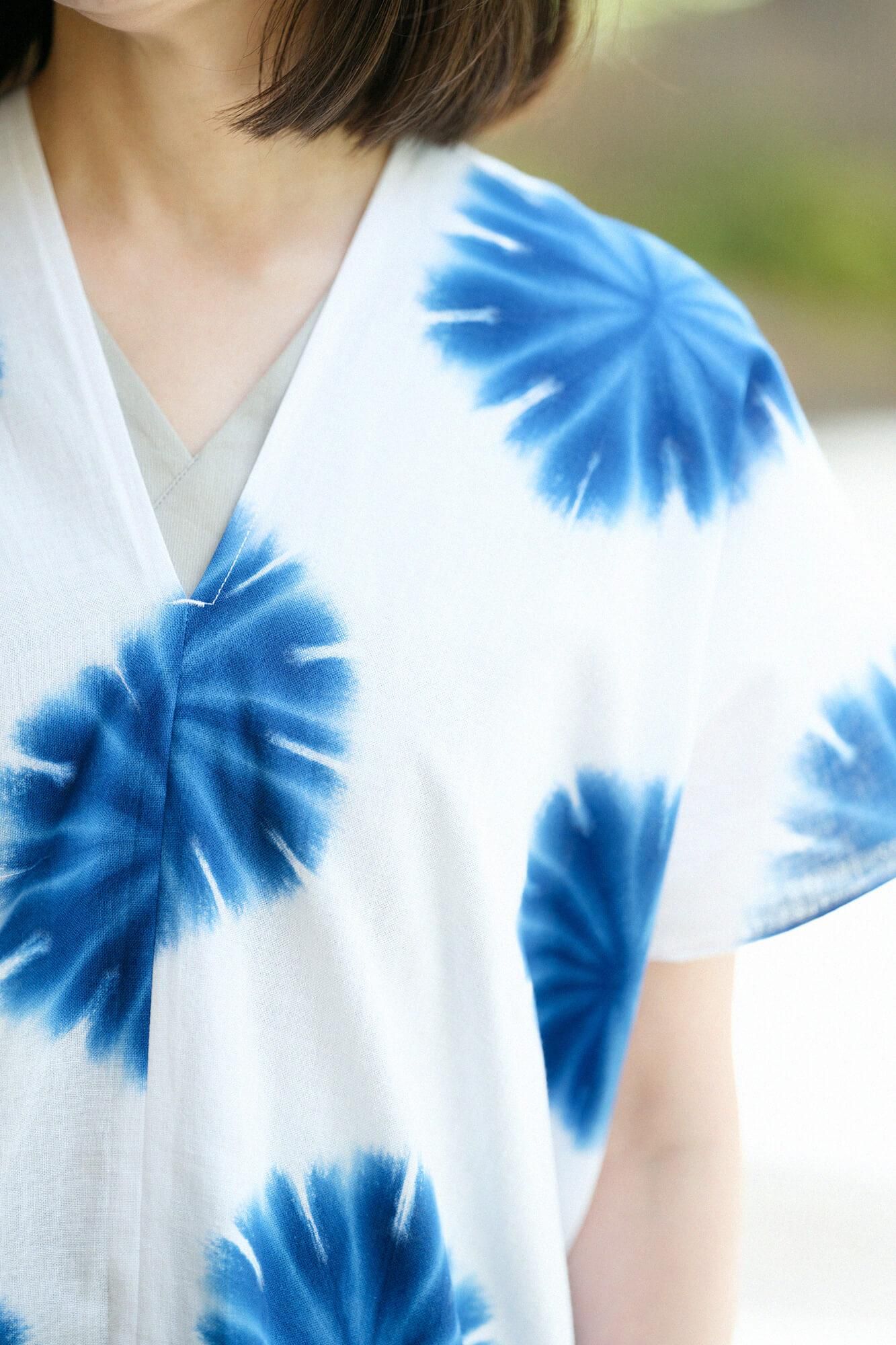 伊勢木棉 有松鳴海紮染 文 方形上衣拼接／張正麻葉 2