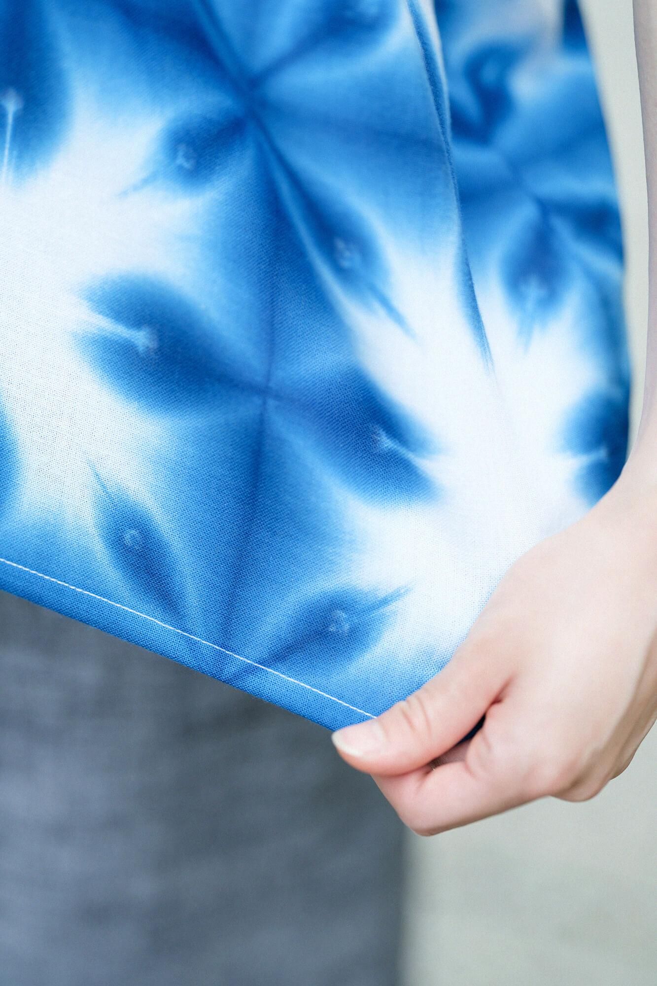 伊勢木棉 有松鳴海紮染 文 方形上衣 拼接／張正 雪花 2