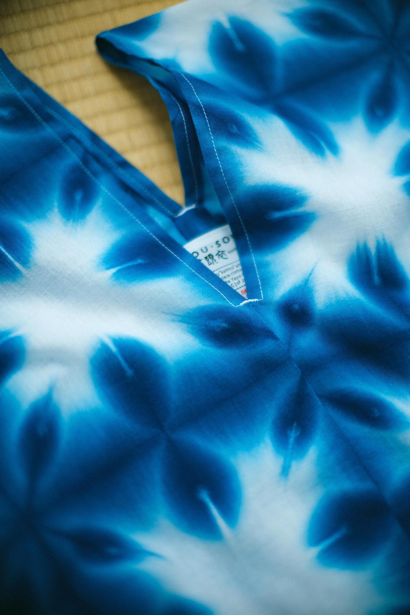 伊勢木棉 有松鳴海紮染 文 方形上衣 拼接／張正 雪花 2