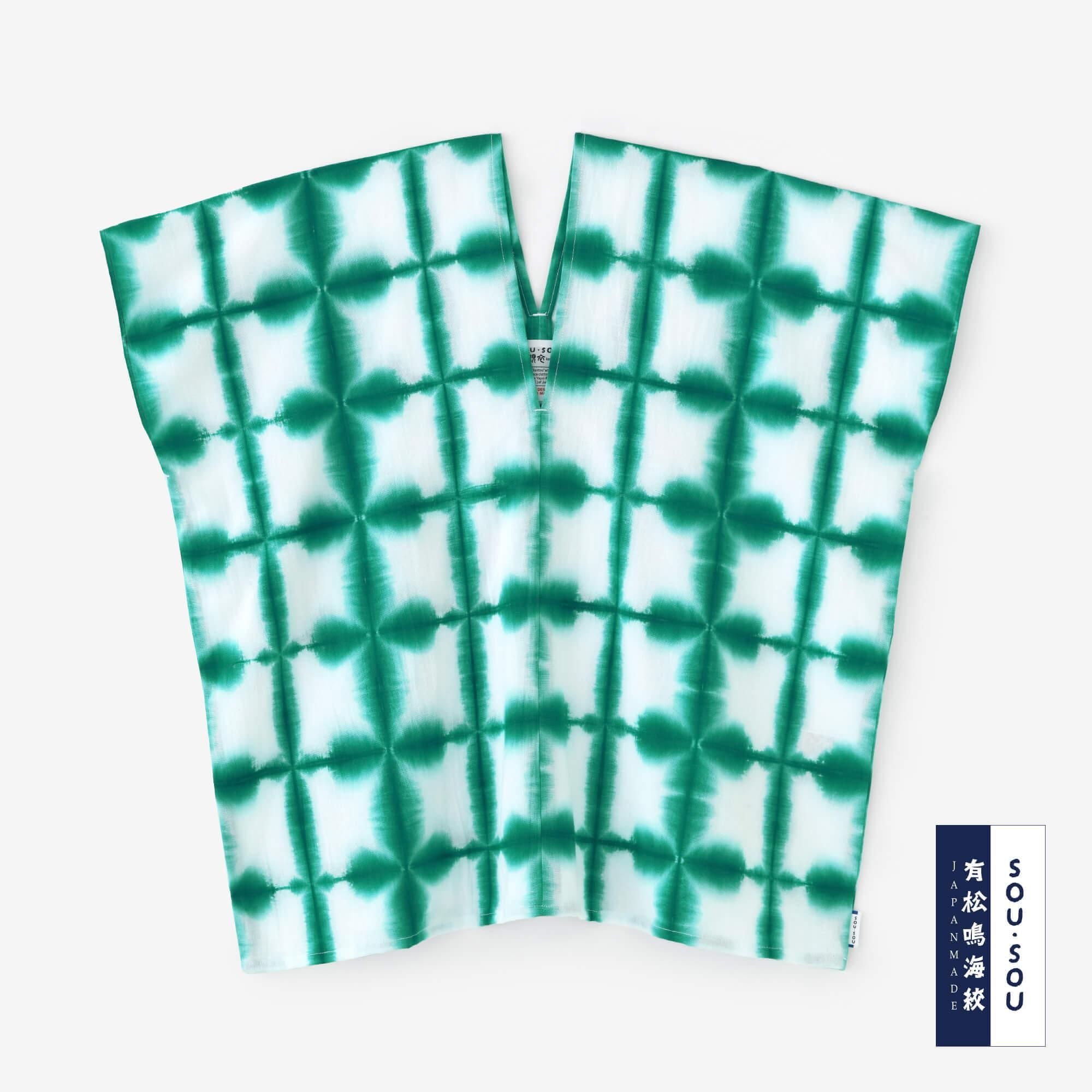 ISE棉花，Arimatsu Narumi Shibori，文字，窗扇，两块，两片，张郑，Sekka，绿色1