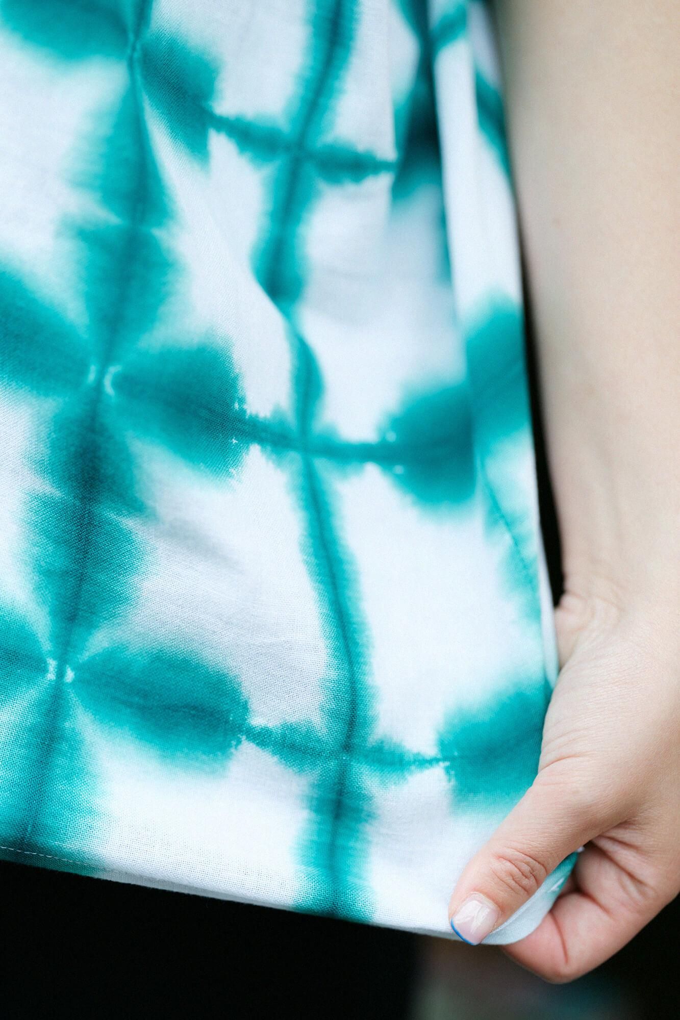 Ise Momen Arimatsu Narumi Shibori Textur (Bun) Quadratische Kleidung (Futatsumi) / Chosho Schneeblume (Sekka) Grün 1