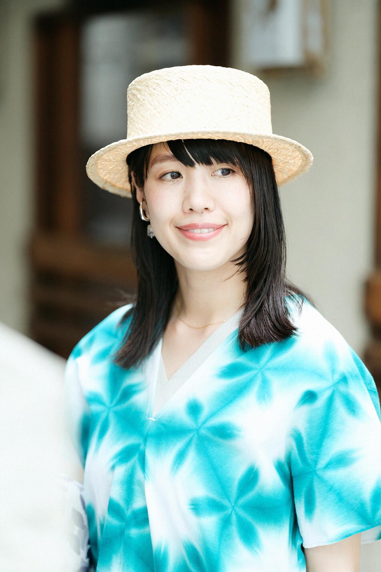 伊勢木棉有松鳴海紮染文方形上衣拼接張正雪花Ri / 綠色 4