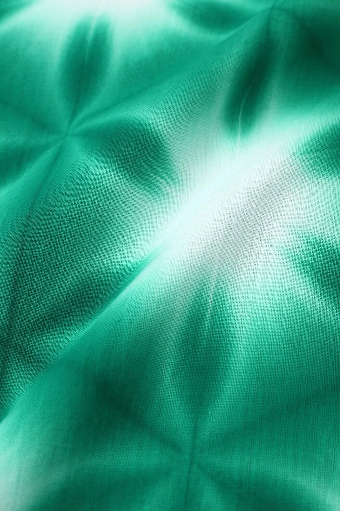 伊勢木棉有松鳴海紮染文方形上衣拼接張正雪花Ri / 綠色 4