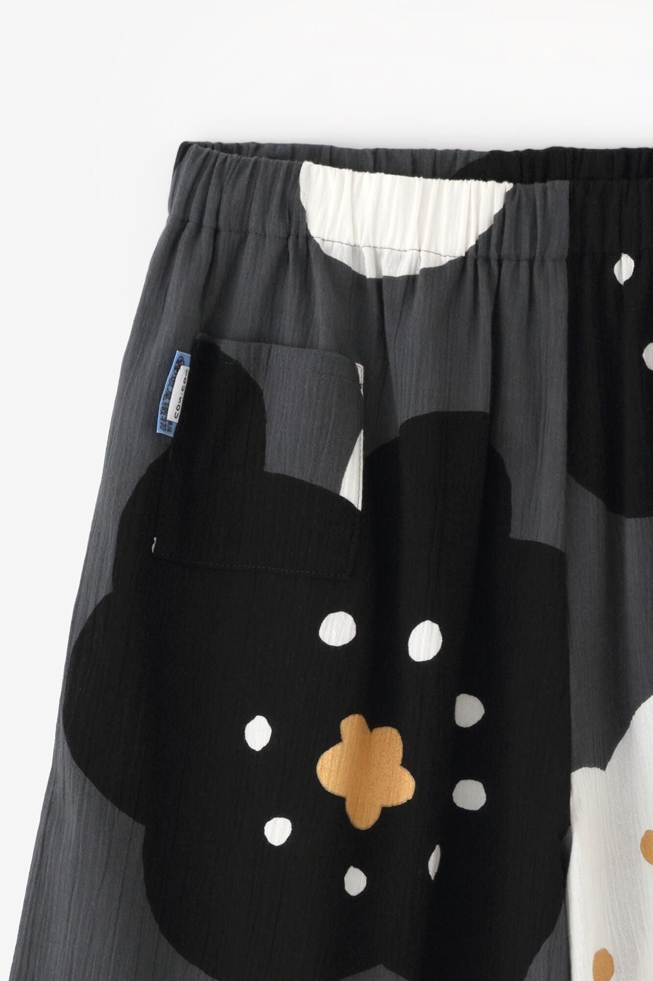 net限定】高島縮 20/20 広形（ひろなり）もんぺ はぎ丈／ほほえみ 濃灰（