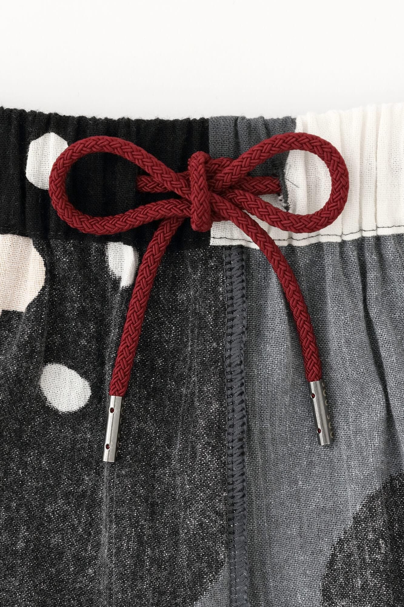 net限定】高島縮 20/20 広形（ひろなり）もんぺ はぎ丈／ほほえみ 濃灰（